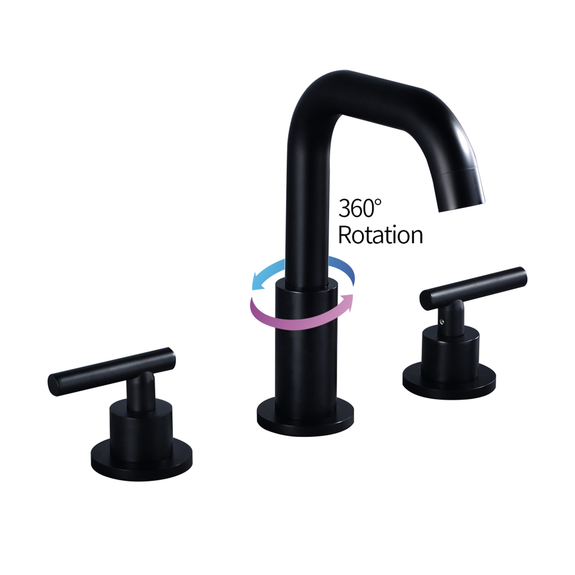 Boyel Living 8 in. Widespread 2-Handle Mid-Arc Bathroom Faucet with Valve and cUPC Water Supply Lines in Matte Black-Boyel Living