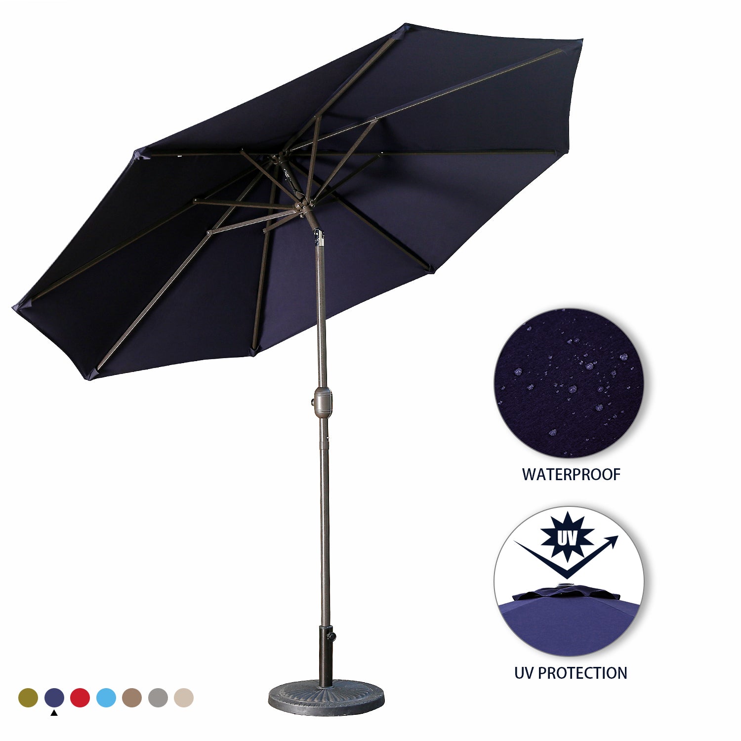 9ft Patio Umbrella Outdoor Umbrella Patio Market Umbrella with Push Button Tilt and Crank-Boyel Living