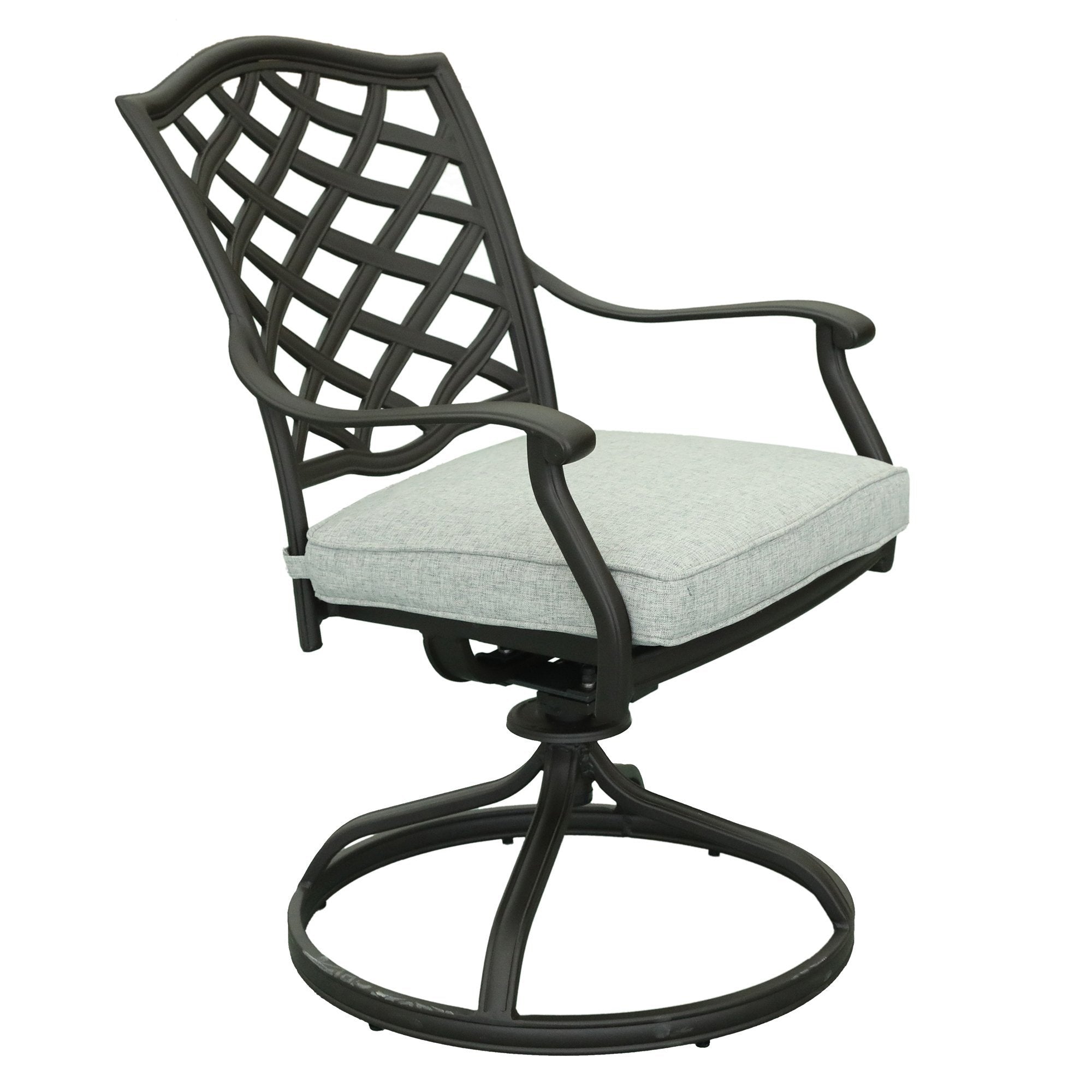 Outdoor Cast Aluminum Dining Swivel Chair With Cushion(Set of 2)-Boyel Living