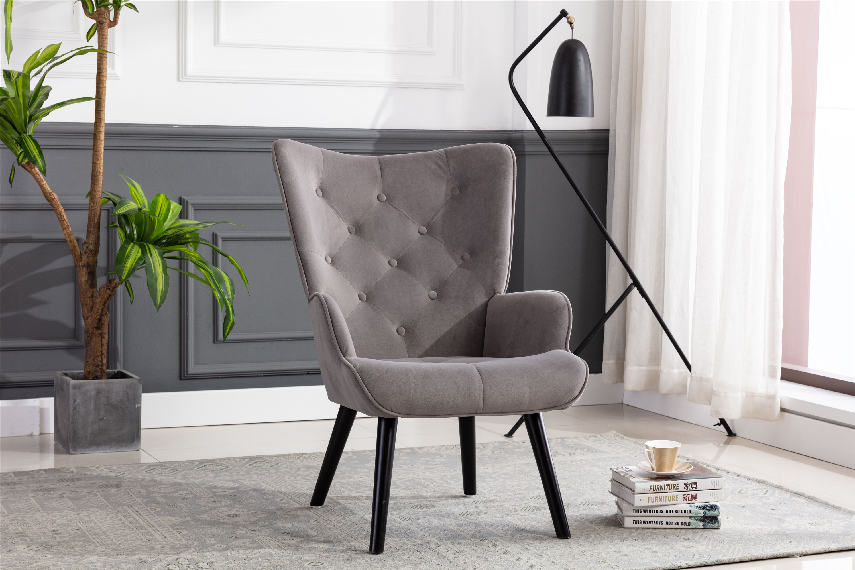 COOLMORE  Accent chair  Living Room/Bed Room, Modern Leisure  Chair  Silver  Grey-Boyel Living