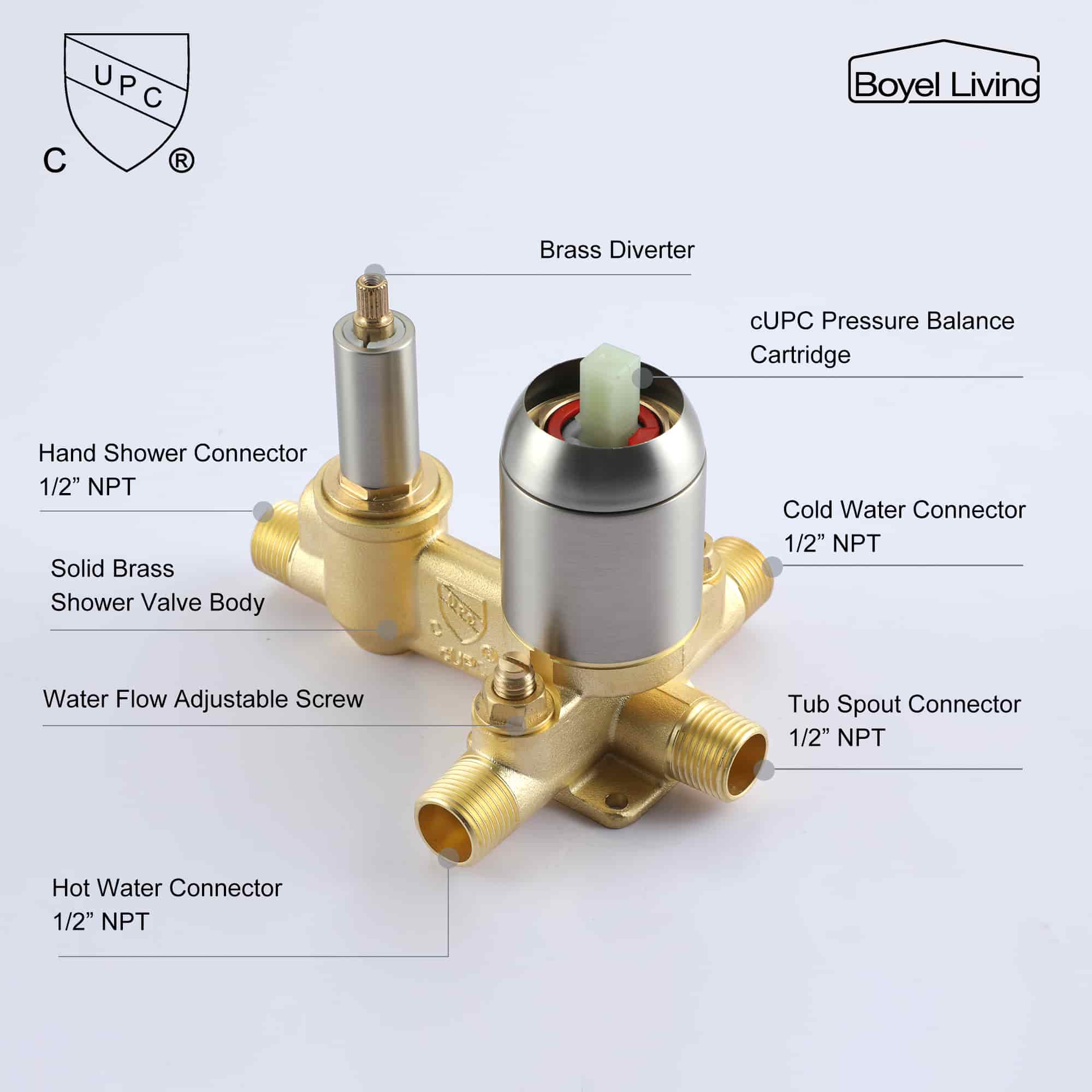 Single-Handle Wall Mounted Roman Bathtub Faucet with Hand Shower-Boyel Living