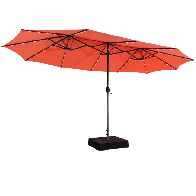 Boyel Living 15 Feet Double-Sided Patio Umbrella with 48 LED Lights