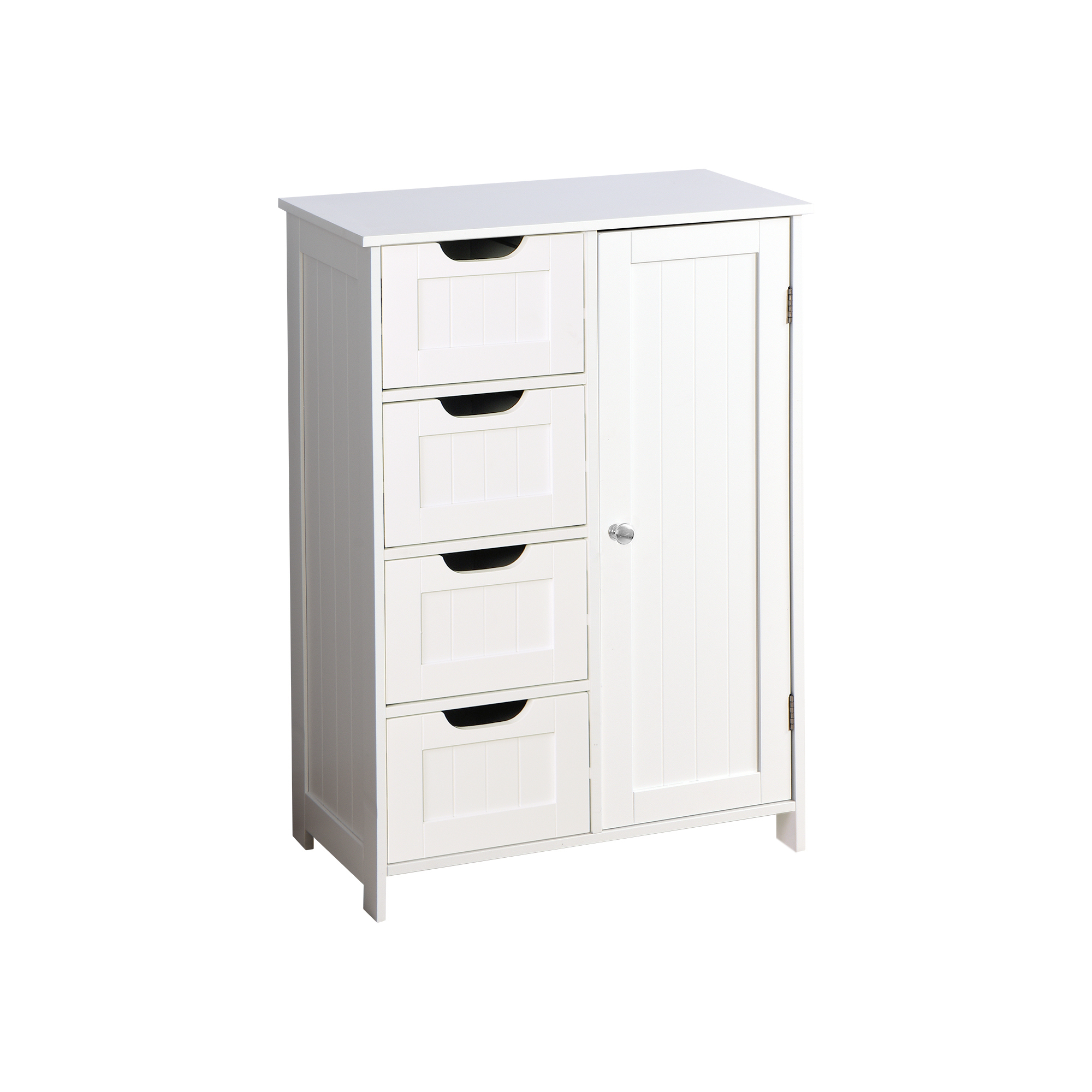White Bathroom Storage Cabinet, Floor Cabinet with Adjustable Shelf and Drawers-Boyel Living