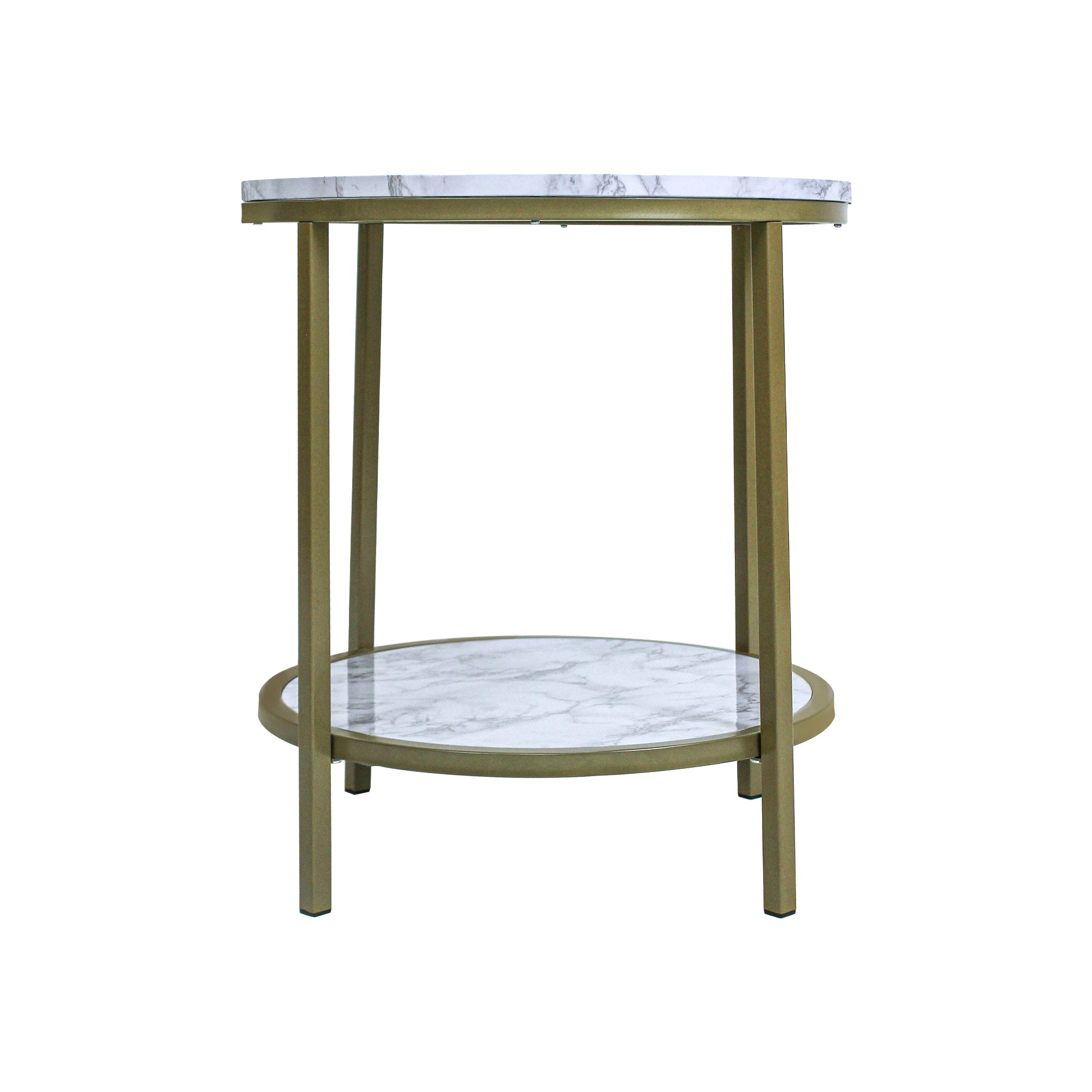 17.7 in Side Table, Faux Marble Round End Table-Boyel Living