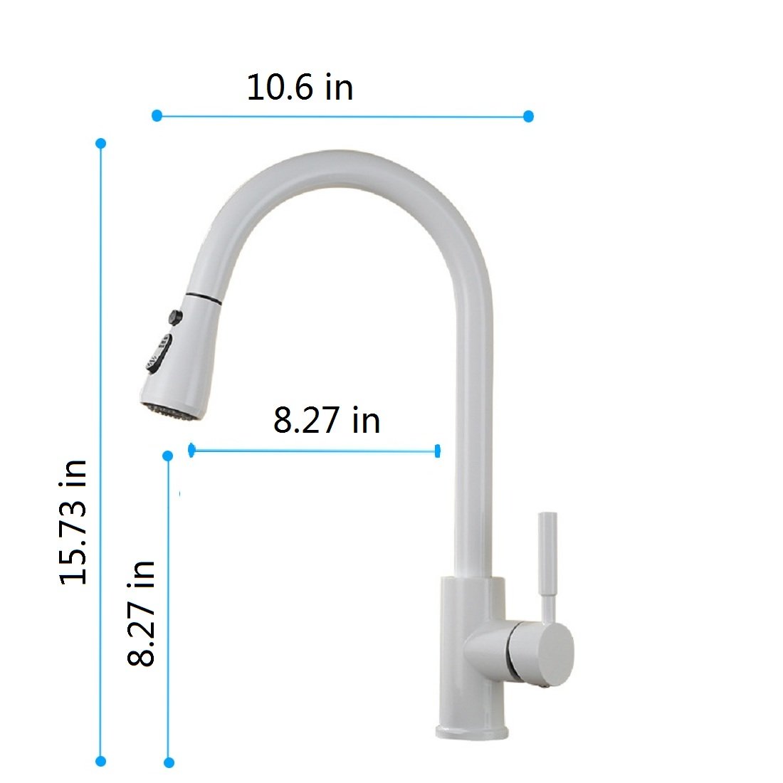 Kitchen Faucet with Pull Out Sprayer in White-Boyel Living