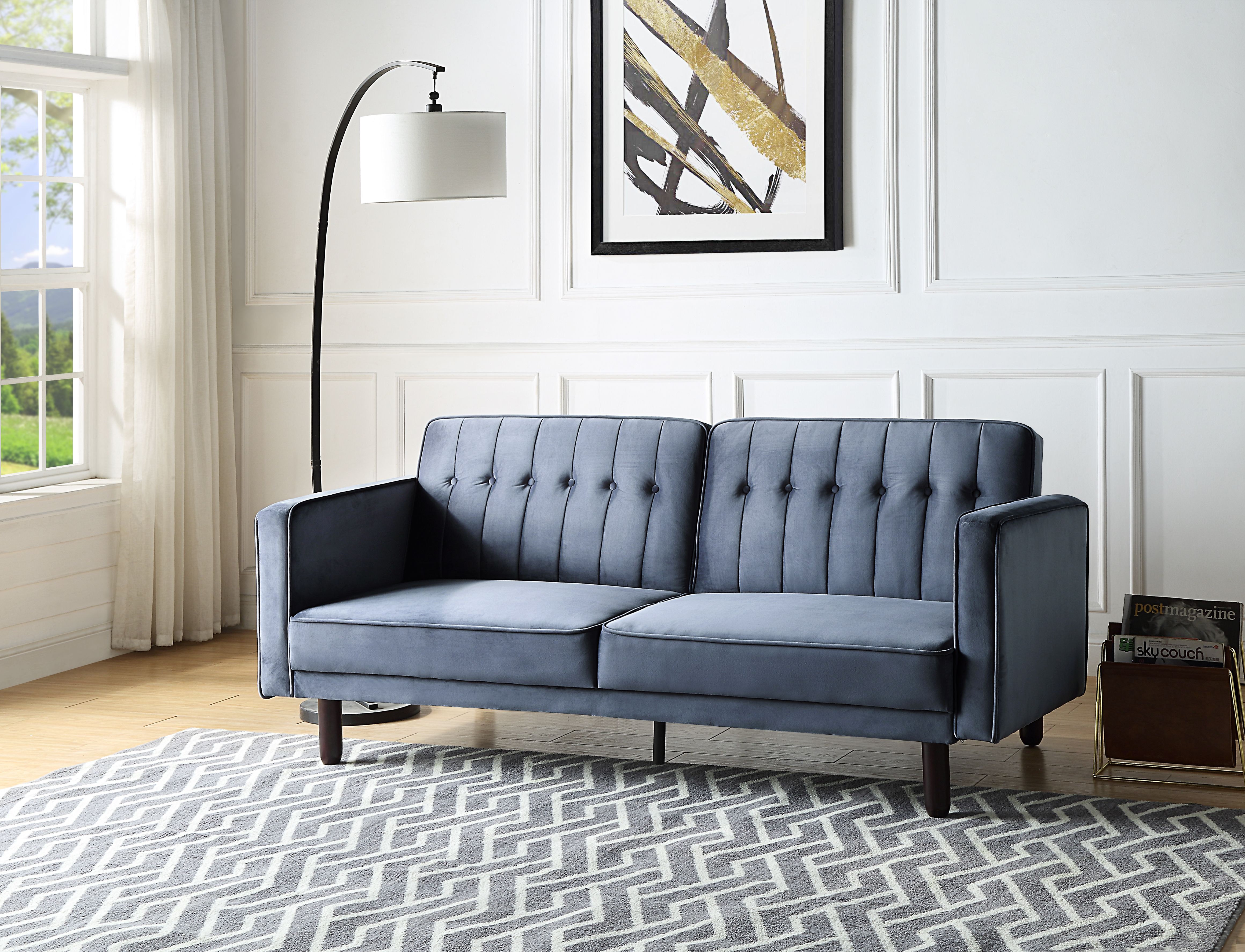 ACME Qinven Adjustable Sofa , Dark Gray Velvet-Boyel Living