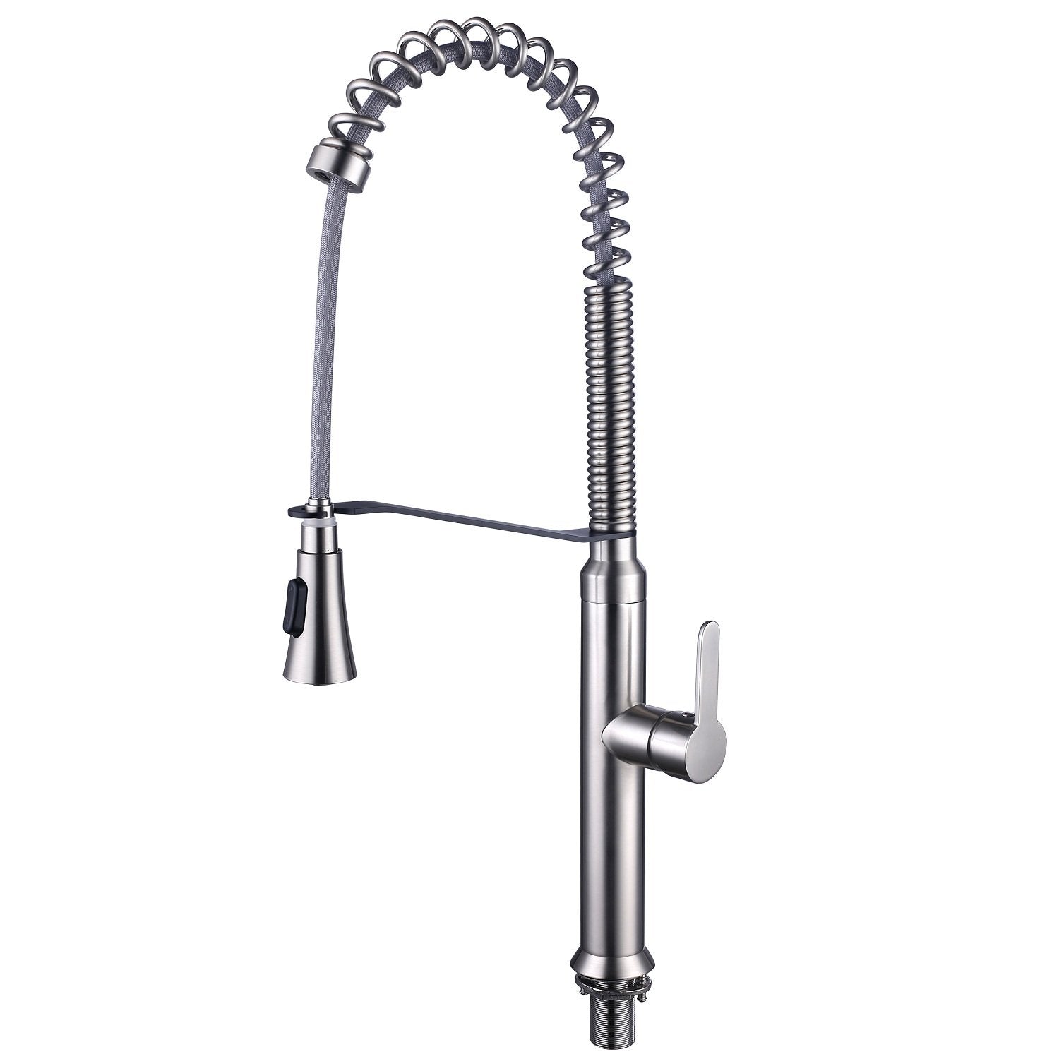 Single Handle Kitchen Faucet with Pull Down Sprayer in Brushed Nickel-Boyel Living