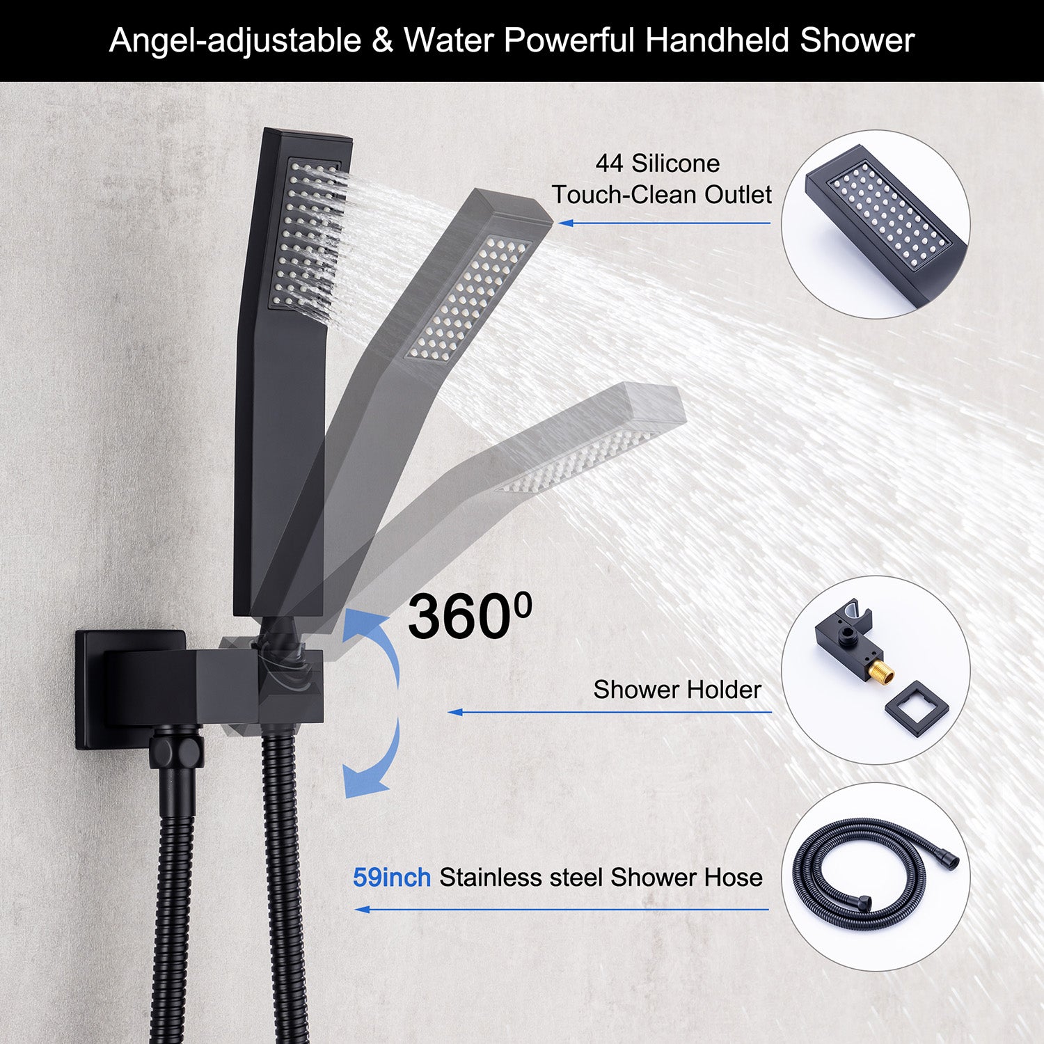 10 in. Complete Dual Shower Head System with Tub Spout and Rough-in Valve in Matte Black-Boyel Living