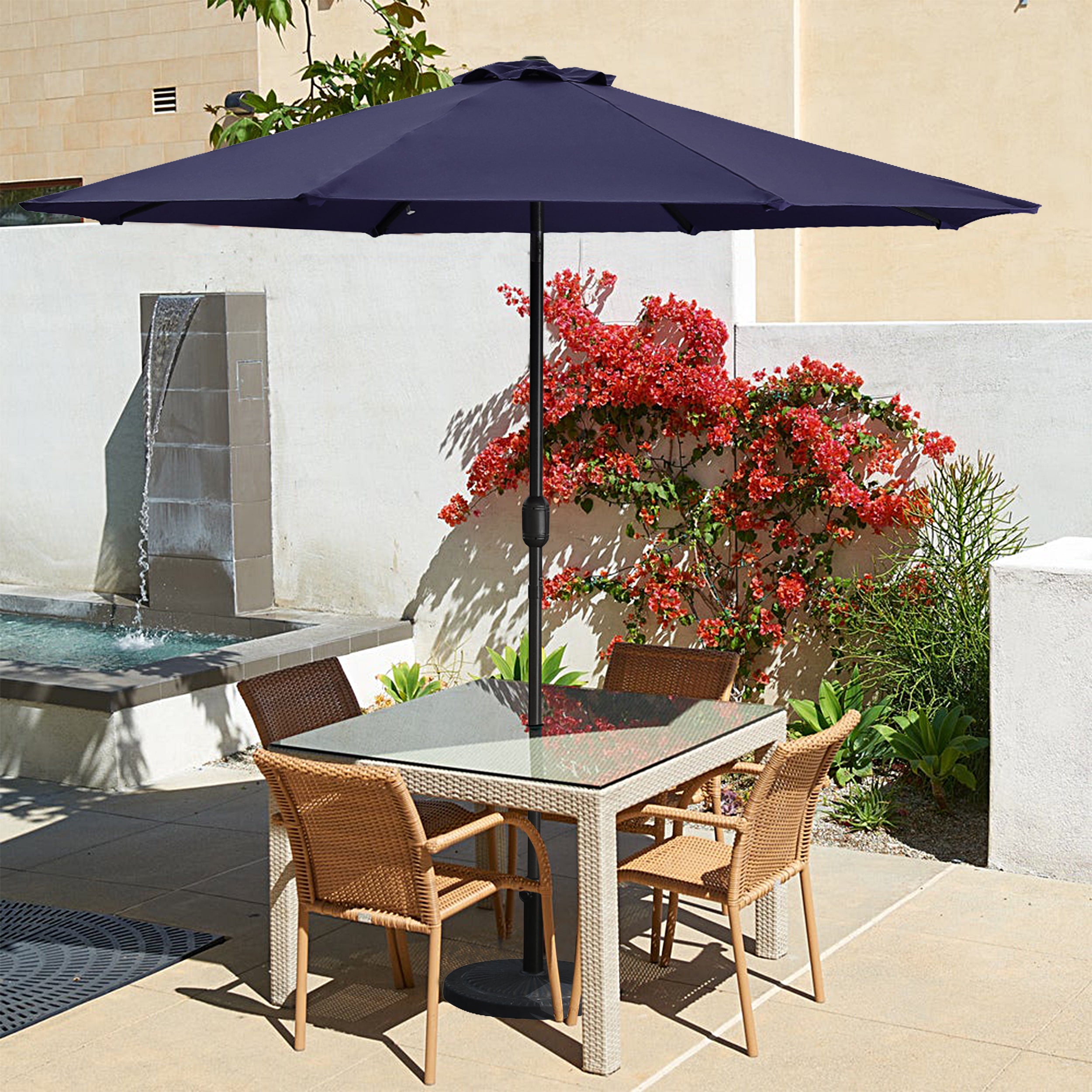 9ft Patio Umbrella Outdoor Umbrella Patio Market Umbrella with Push Button Tilt and Crank-Boyel Living