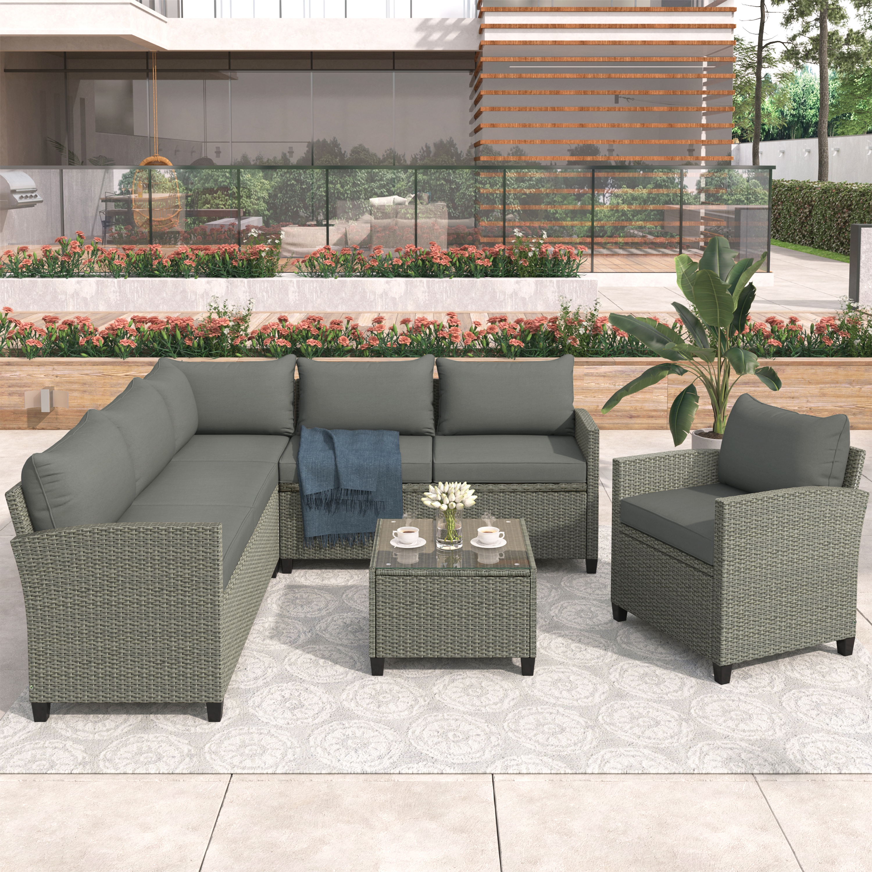 boyel living wicker outdoor patio conversation furniture set