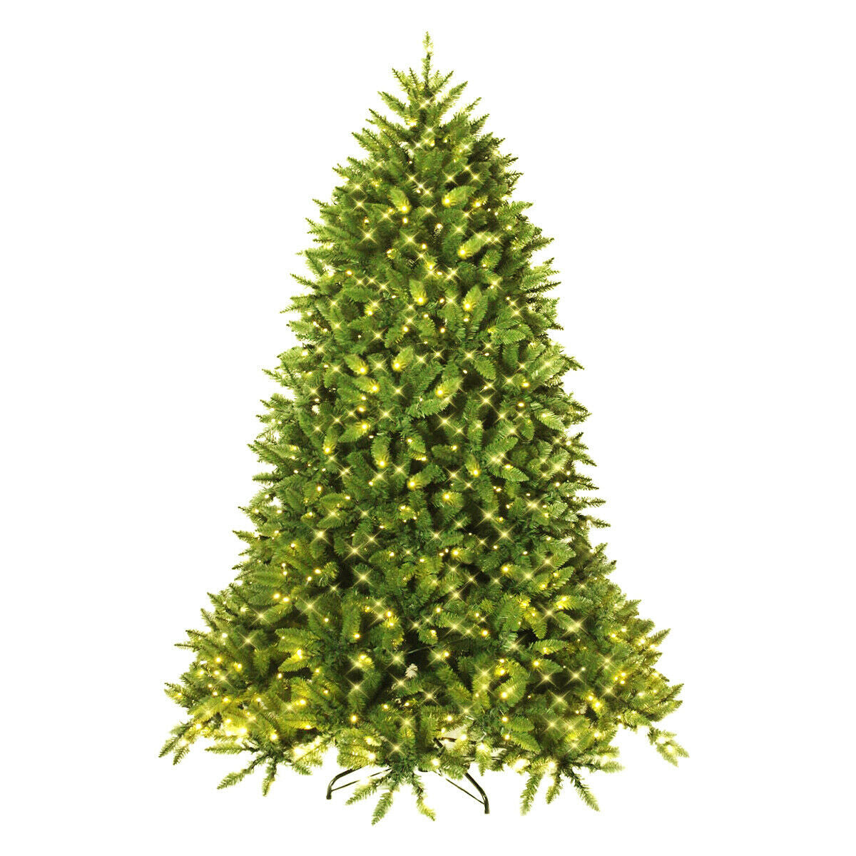 7.5 Feet Pre-lit PVC National Christmas Fir Tree with LED Light and Stand-Boyel Living