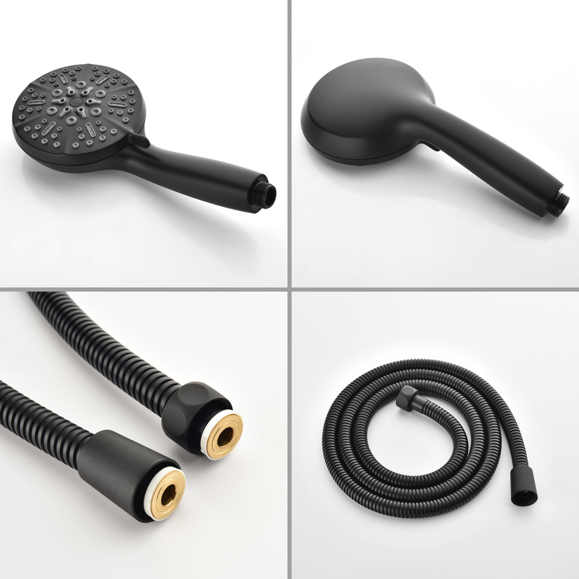 5-Spray Patterns with 2.5 GPM 4.72 in. Wall Mount Dual Shower Heads in Matte Black (Valve and Handle Trim Not Included)-Boyel Living