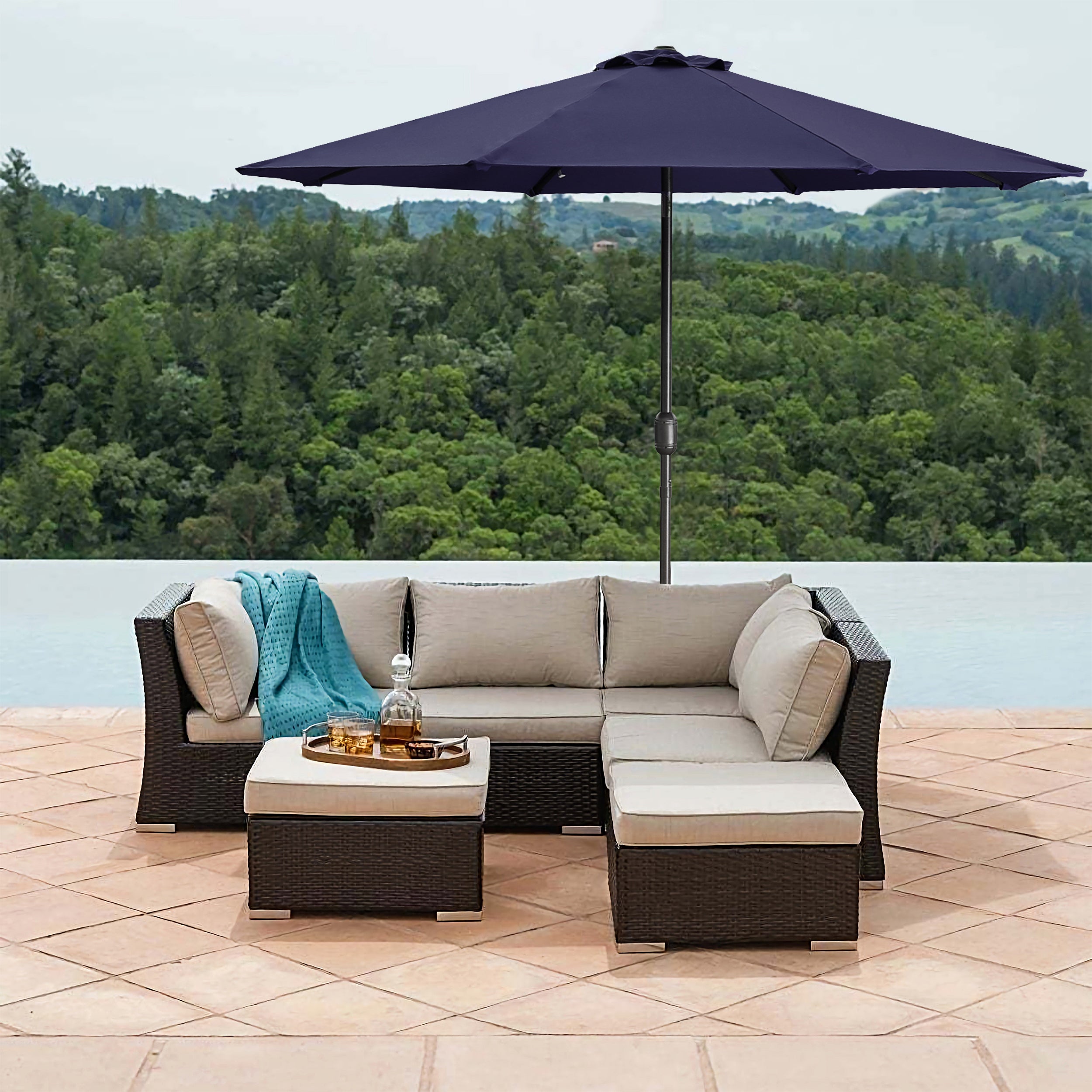 9ft Patio Umbrella Outdoor Umbrella Patio Market Umbrella with Push Button Tilt and Crank-Boyel Living