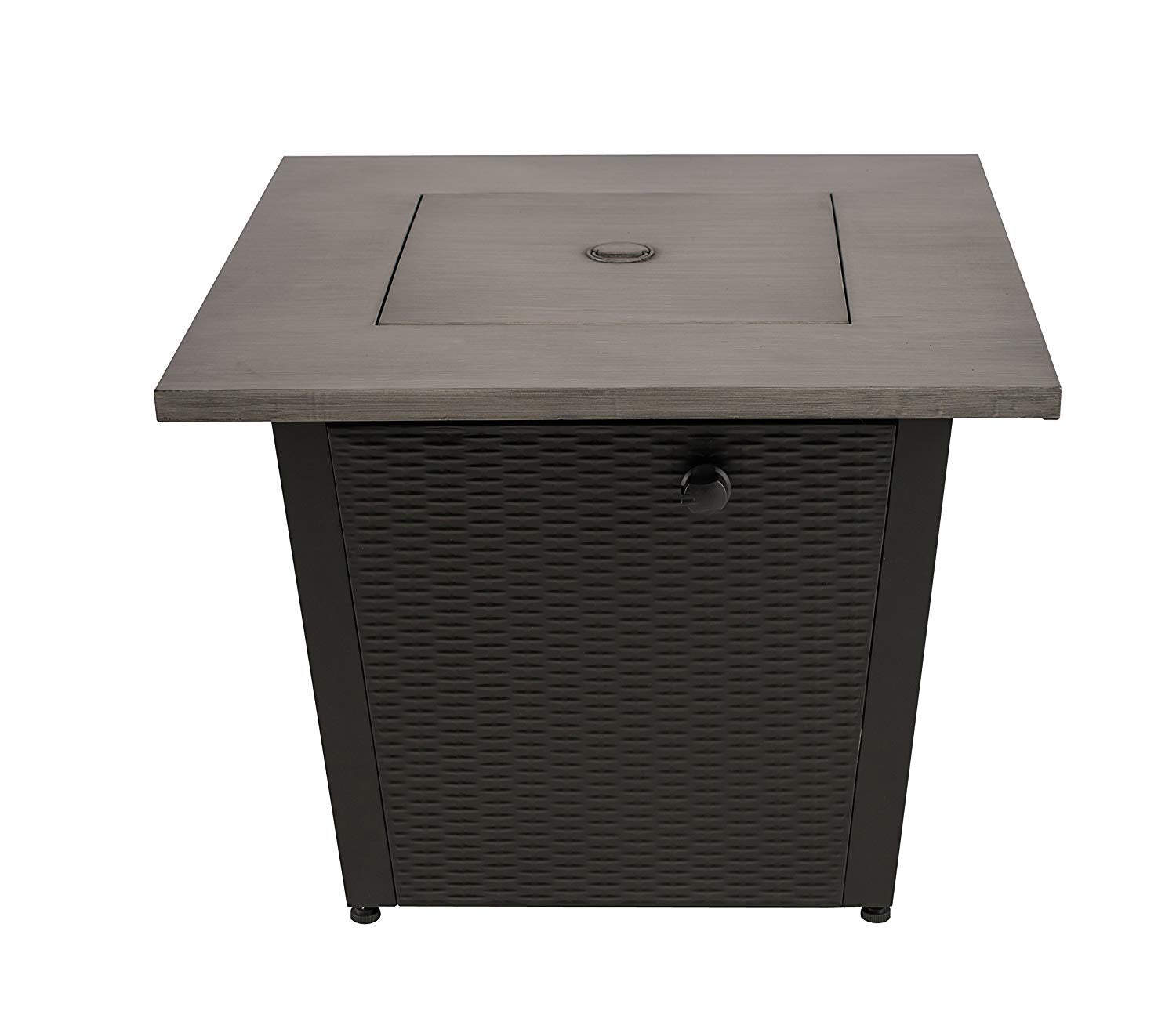 50,000 BTU 32inch Square Outdoor Propane Fire Pits Table, Gray Wood Grain Table Top with Lid-Boyel Living