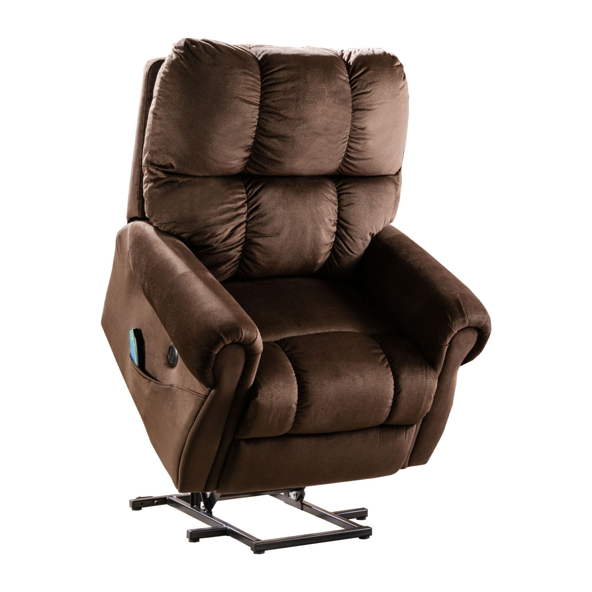 Power Lift Chair with Heat Therapy and Massage, Heavy Recliner with Modern Padded Arms and Back in Chocolate-Boyel Living