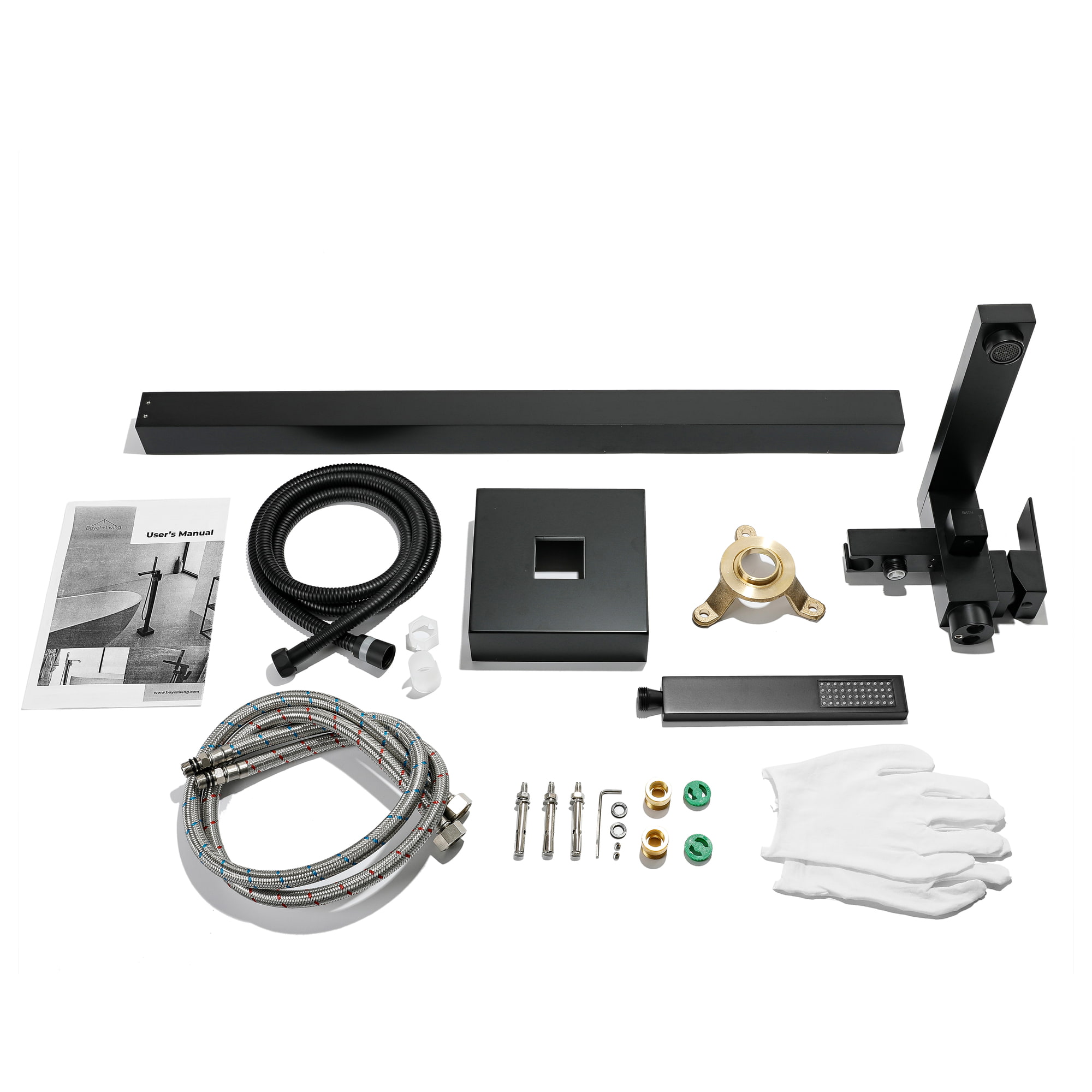 2-Handle Claw Foot Freestanding Tub Faucet with Handheld Shower in Matte Black-Boyel Living