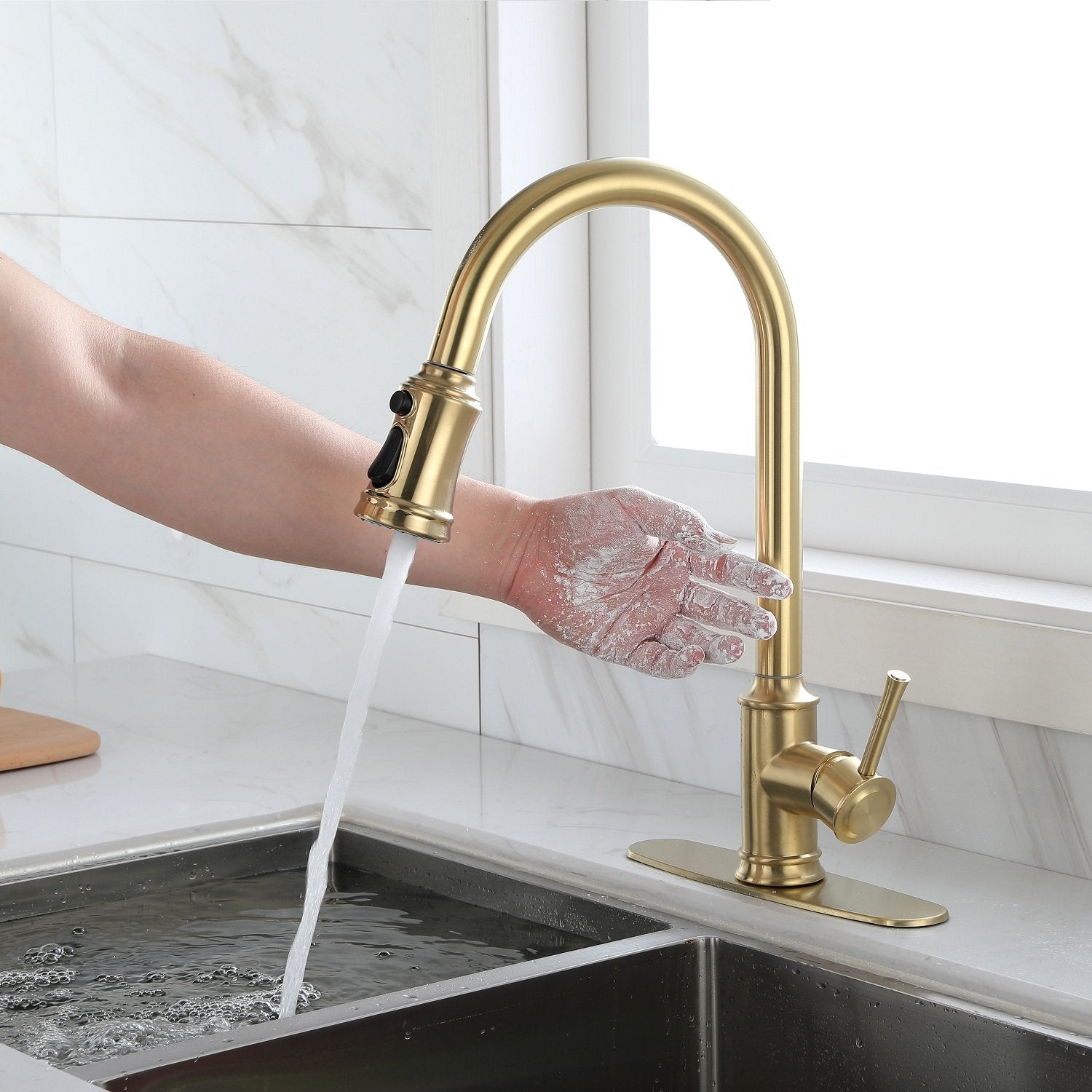 Touch Kitchen Faucet with Pull Down Sprayer-Boyel Living