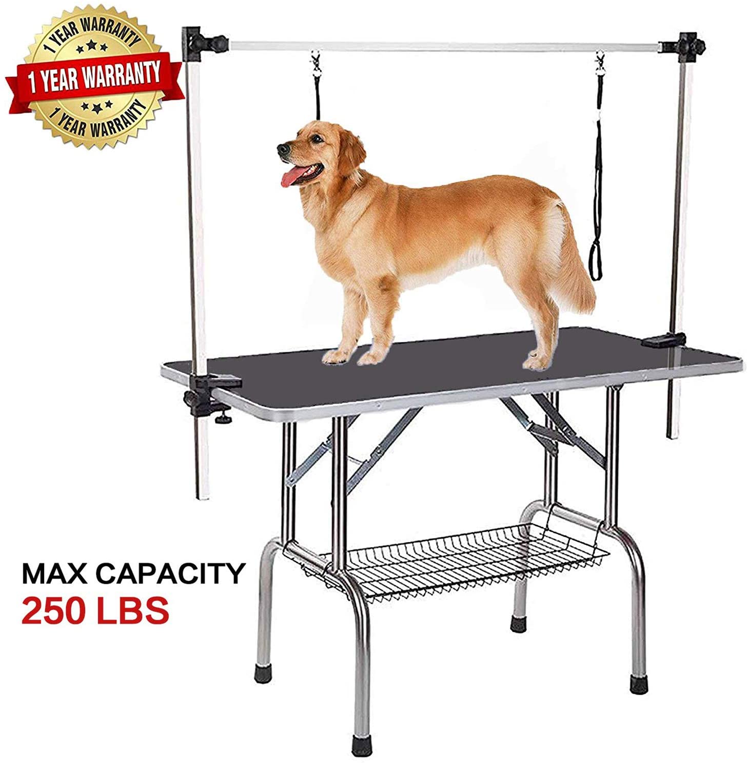 Professional Dog Pet Grooming Table Large Adjustable Heavy Duty Portable w/Arm  Noose  Mesh Tray-Boyel Living
