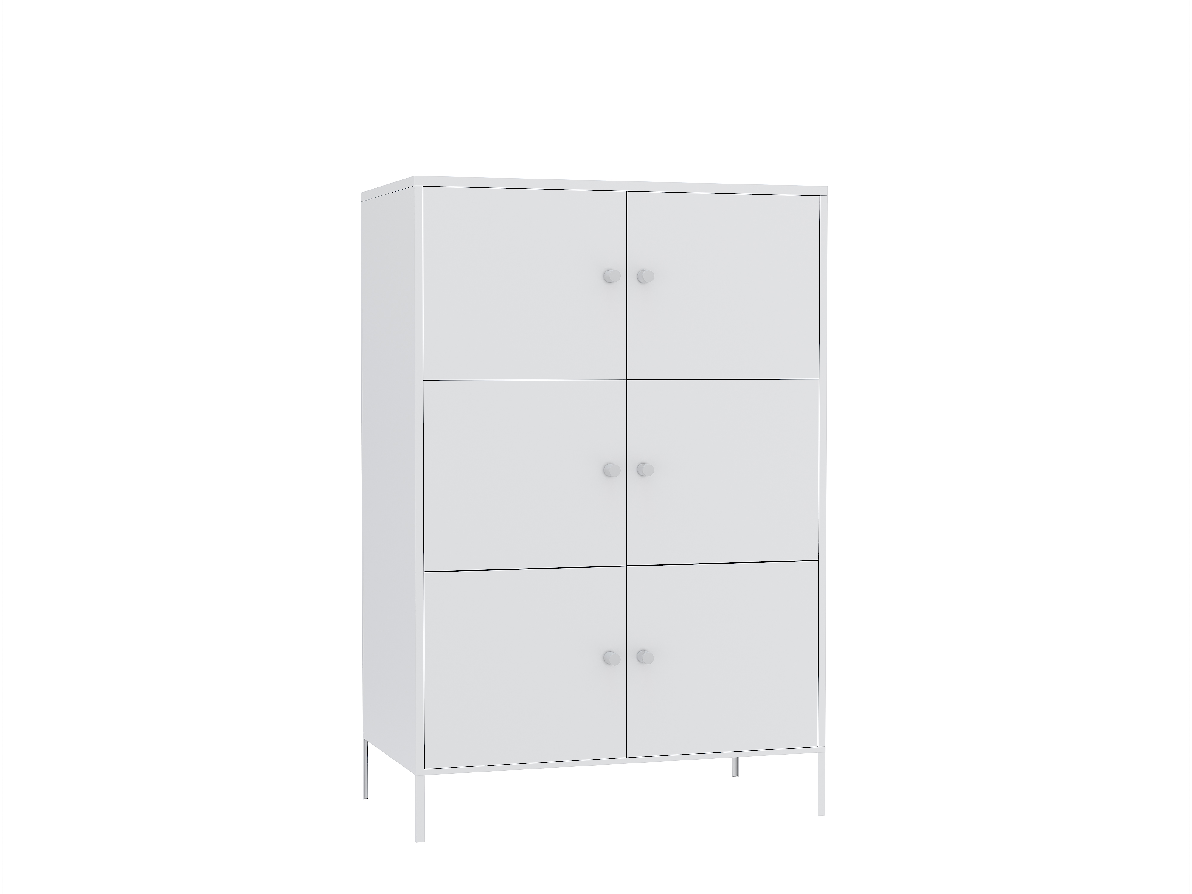 6 Door Metal Steel Storage Cabinet, 3-Tier Metal Office Cabinet, Multipurpose Storage Organiser Stand with 6 Doors Design White-Boyel Living