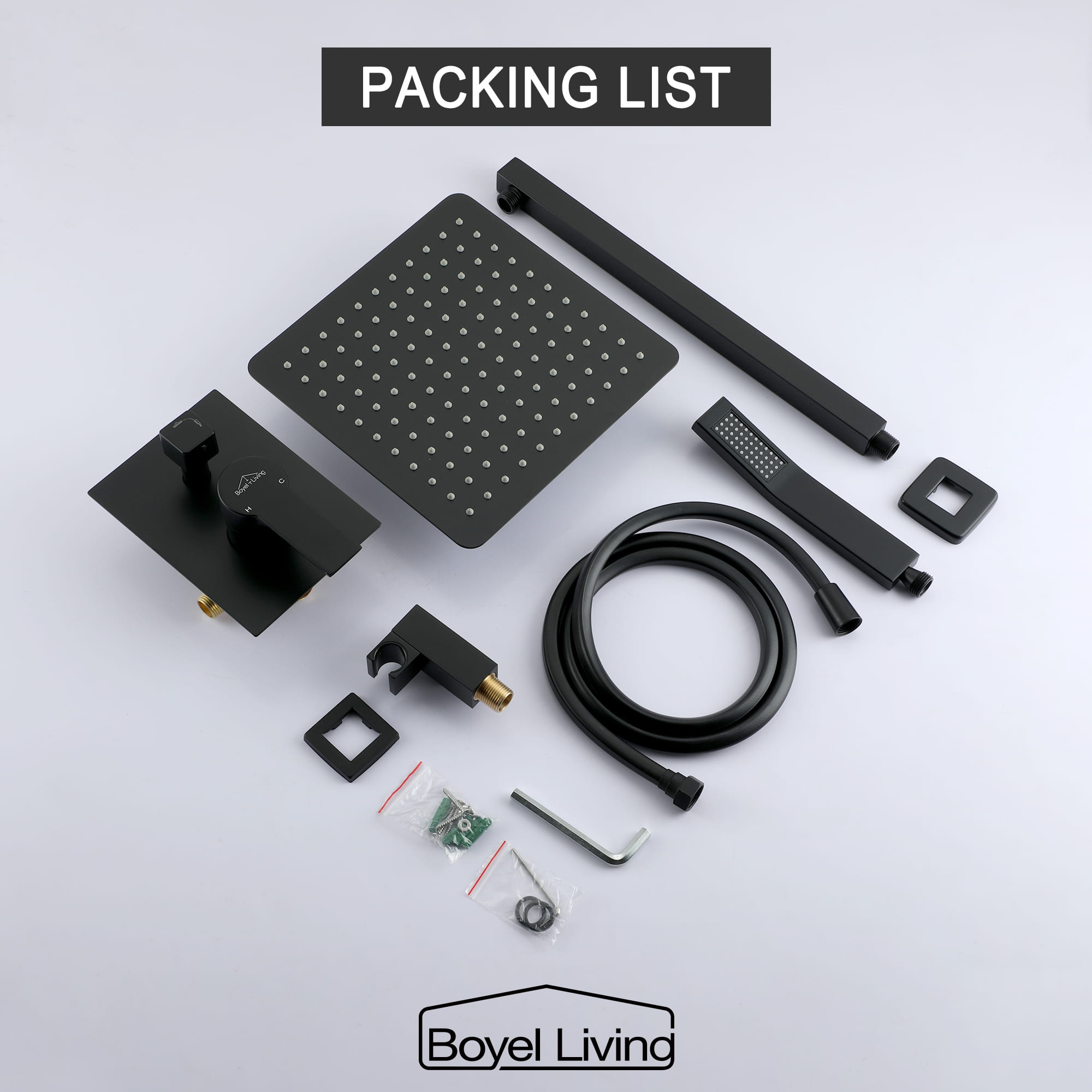 Wall Mount Dual Shower Head System Combo Set Packing List-Boyel Living