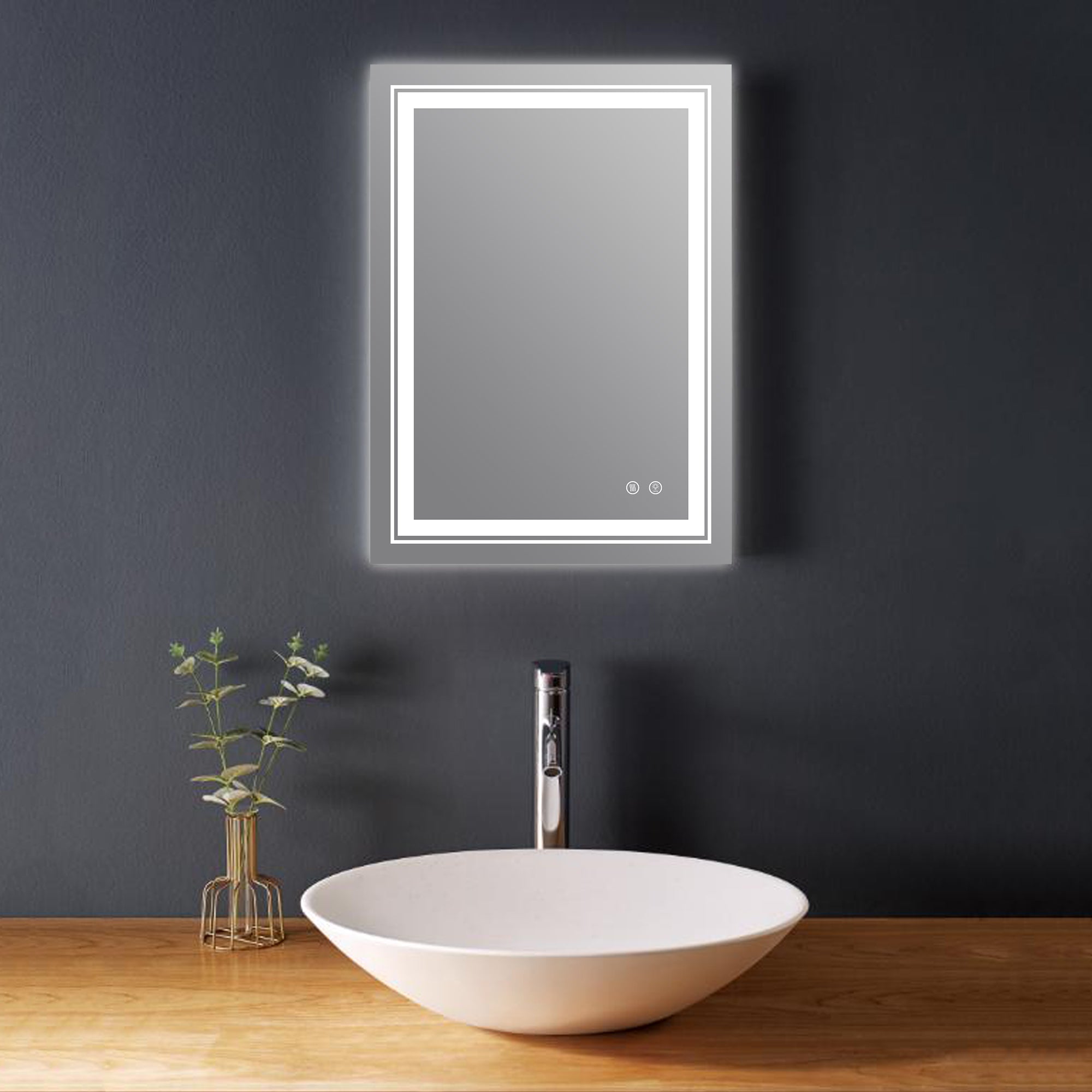 32 x 24 inch Bathroom silver mirrors with adjustable lights Anti-fog and water power menmory mirrors-Boyel Living