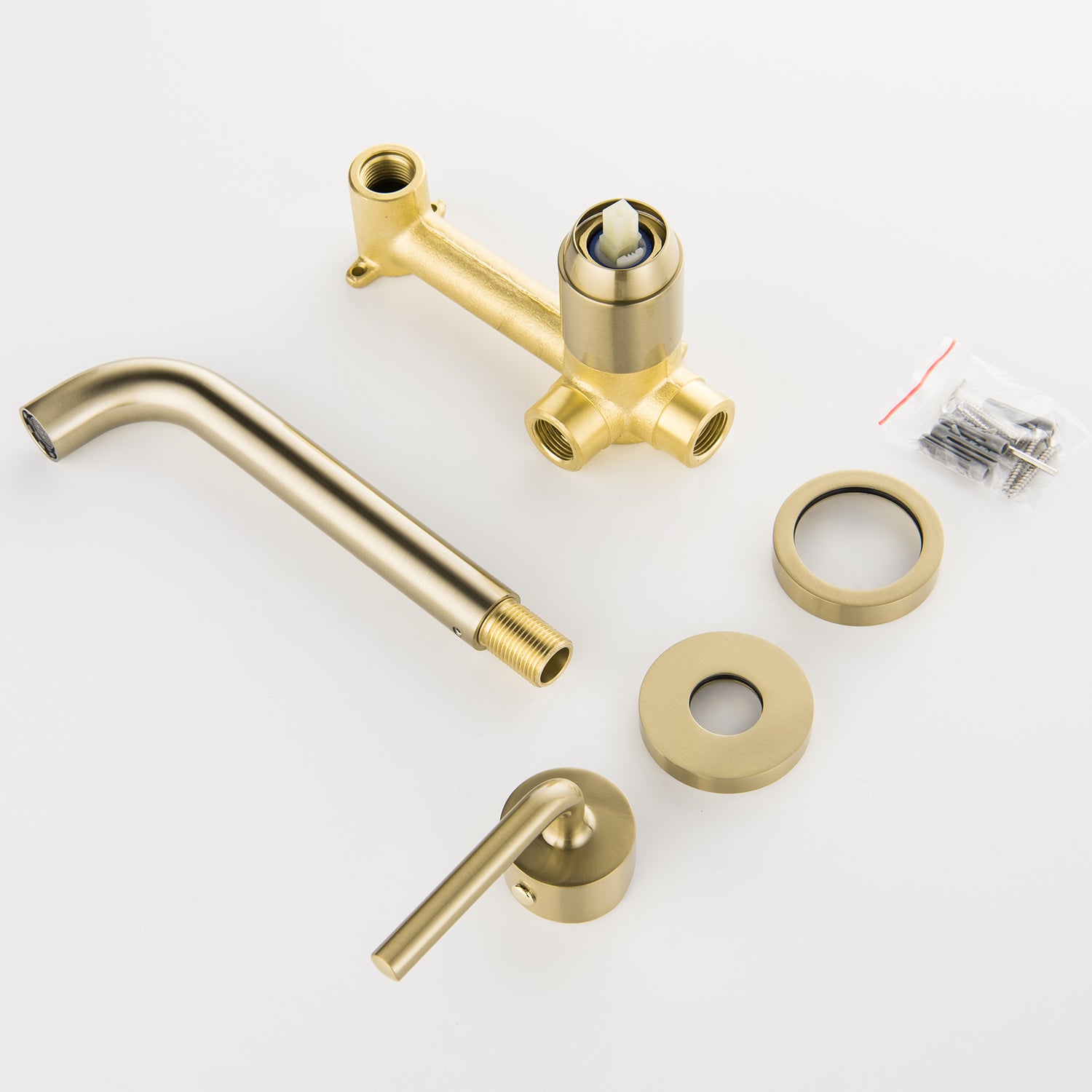 Boyel Living Single Hole Single-Handle Wall Mount Brass Bathroom Faucet in Brushed Gold-Boyel Living