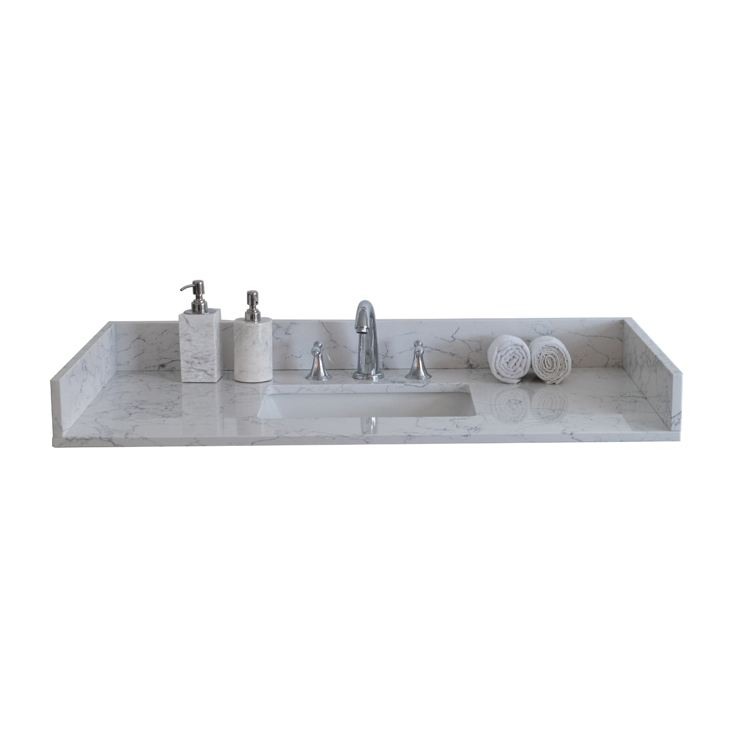 Carrara White Engineered Stone Vanity Top Side Splash-Boyel Living
