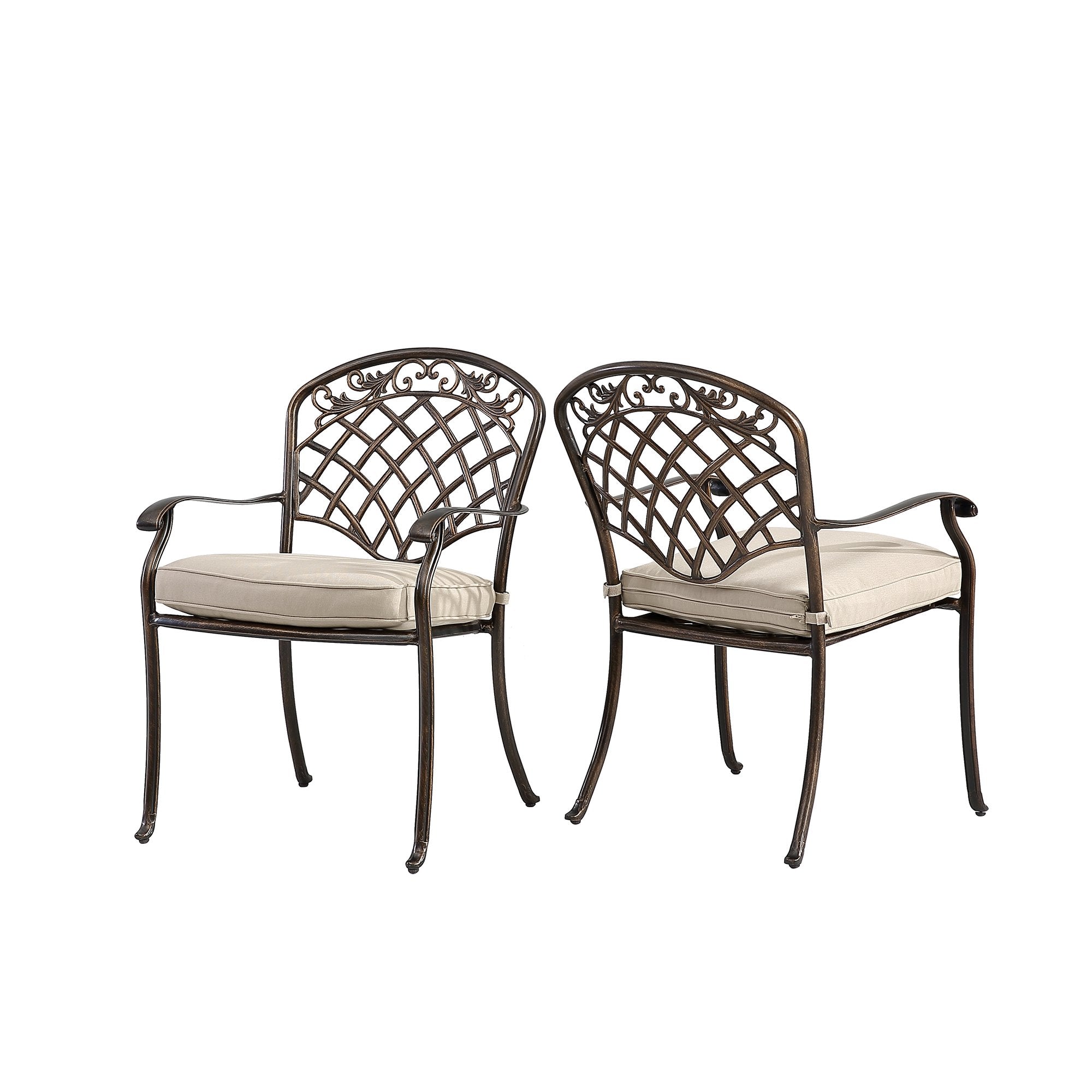 Set of 6  cast aluminum mesh-back dining chairs-Boyel Living
