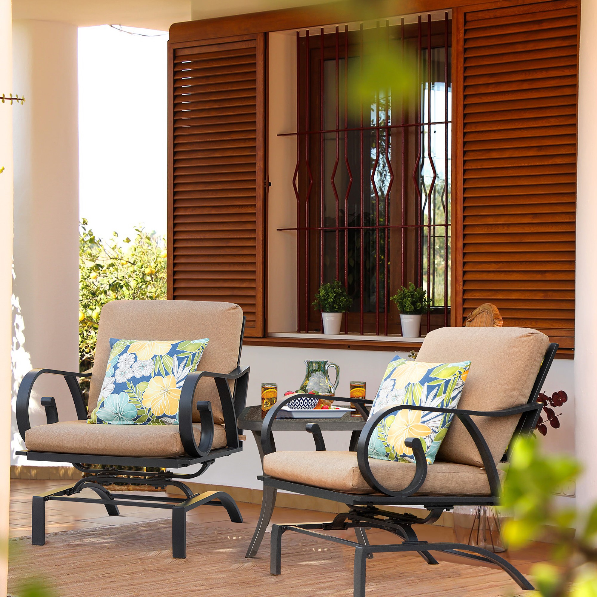 Patio conversation sets with rockers hot sale