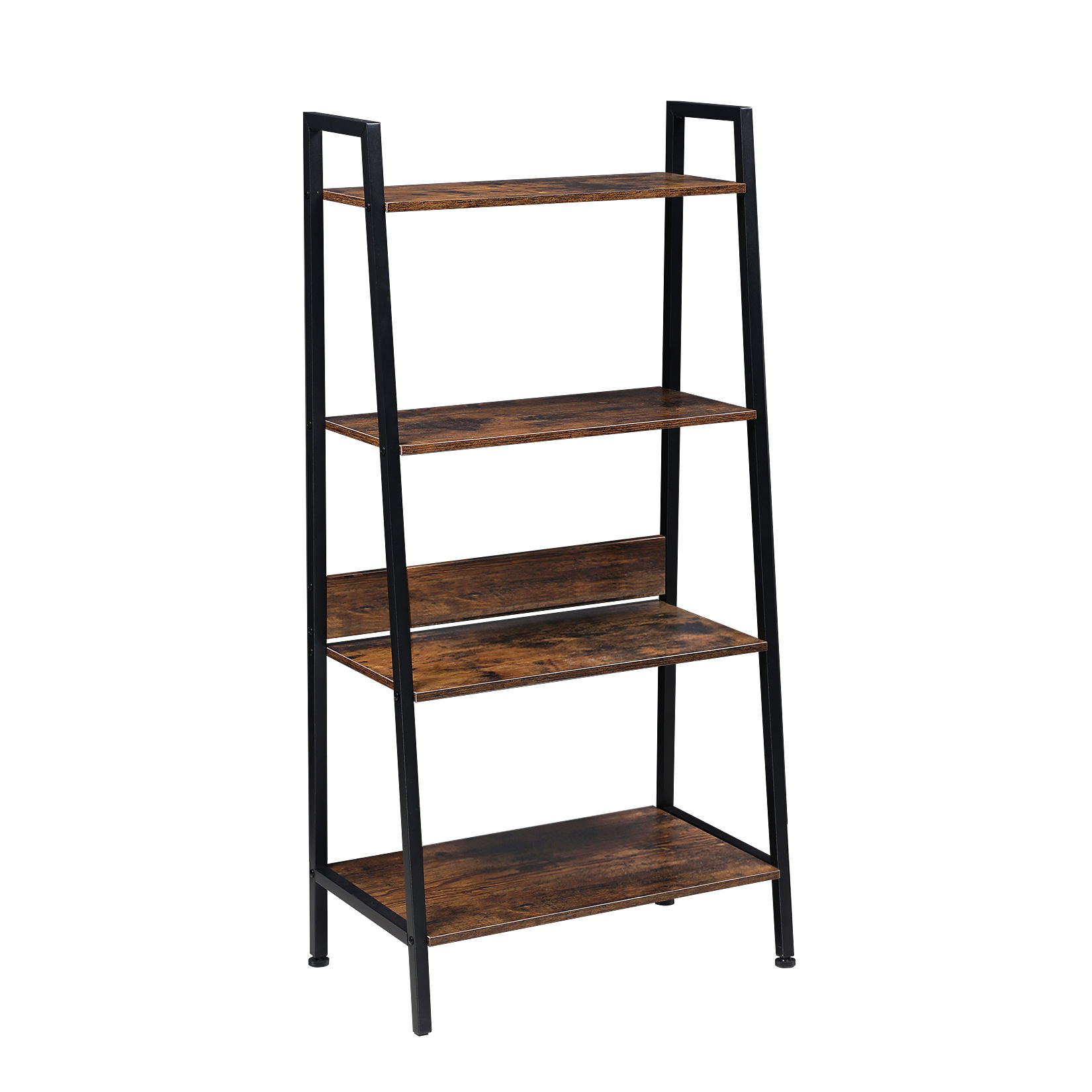 YSSOA 4-Tier Ladder Bookshelf Organizer, Rustic Brown Ladder Shelf for Home  Office, Wood Board  Metal Frame-Boyel Living