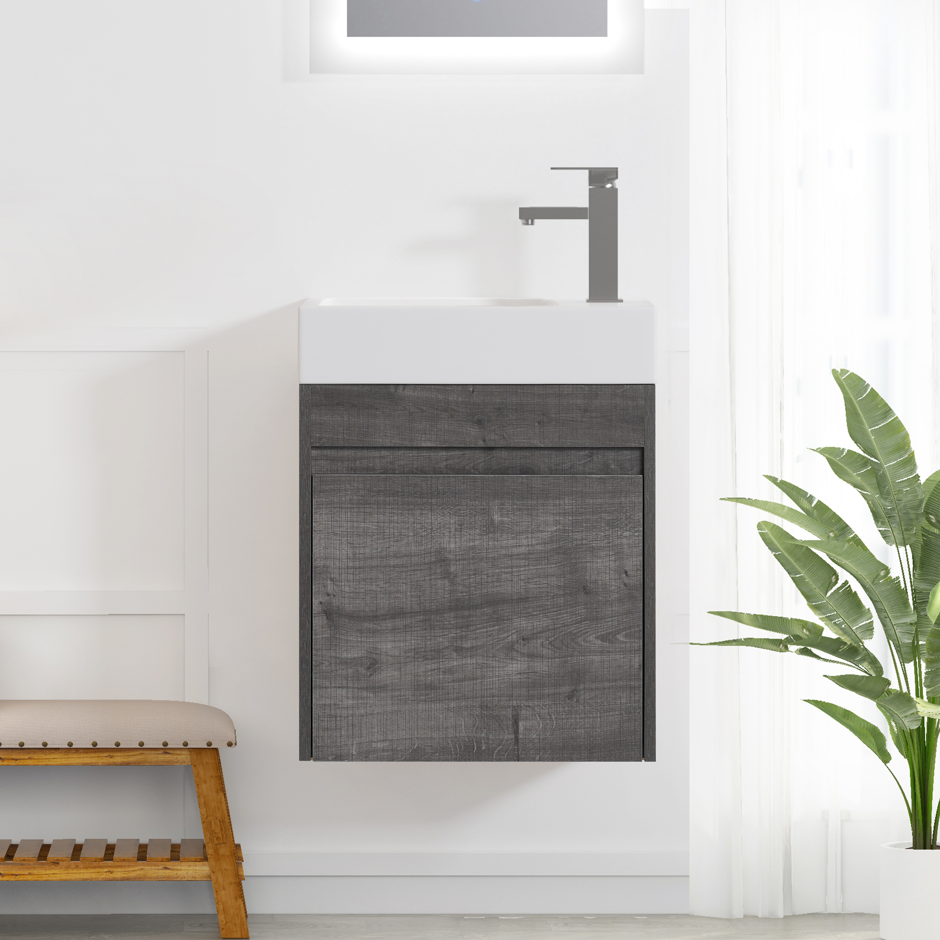 Small Bathroom Vanity With Sink,Float Mounting Modern Design With Soft Close Doors,18x10-00518 PGO-Boyel Living