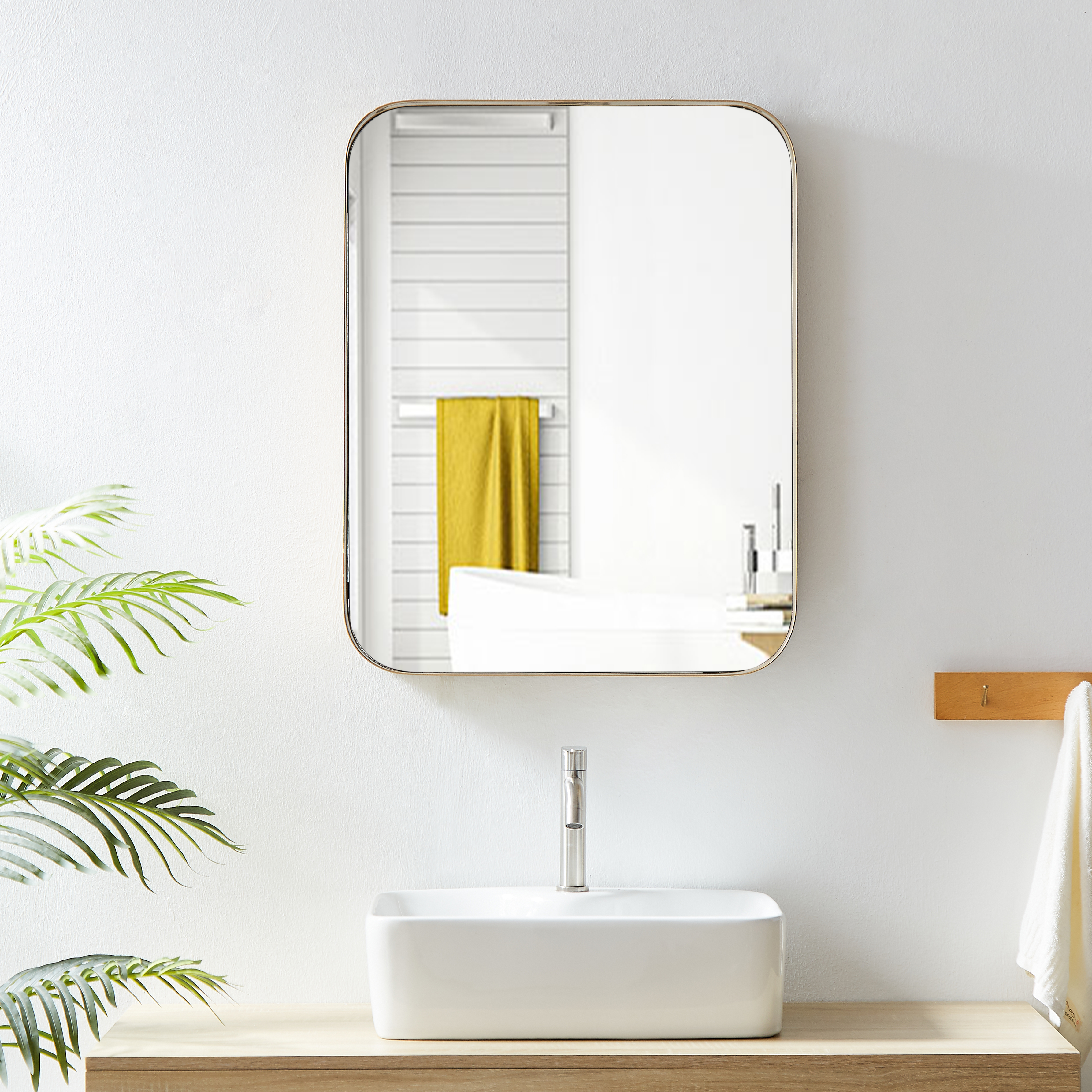 Bedroom bathroom square wall-mounted metal frame high-definition decorative mirror-Boyel Living