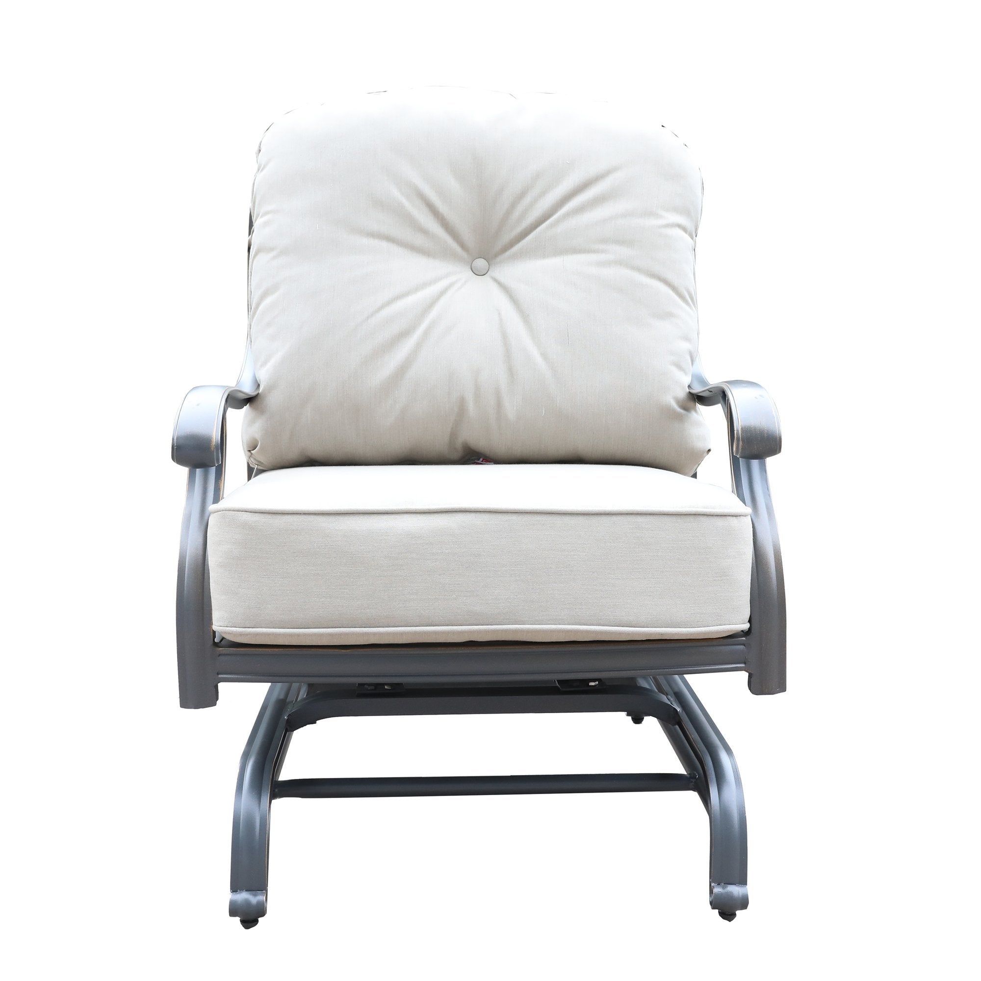 Outdoor Patio Cast Aluminum Frame High Back Club Motion Chair With Cushion-Boyel Living