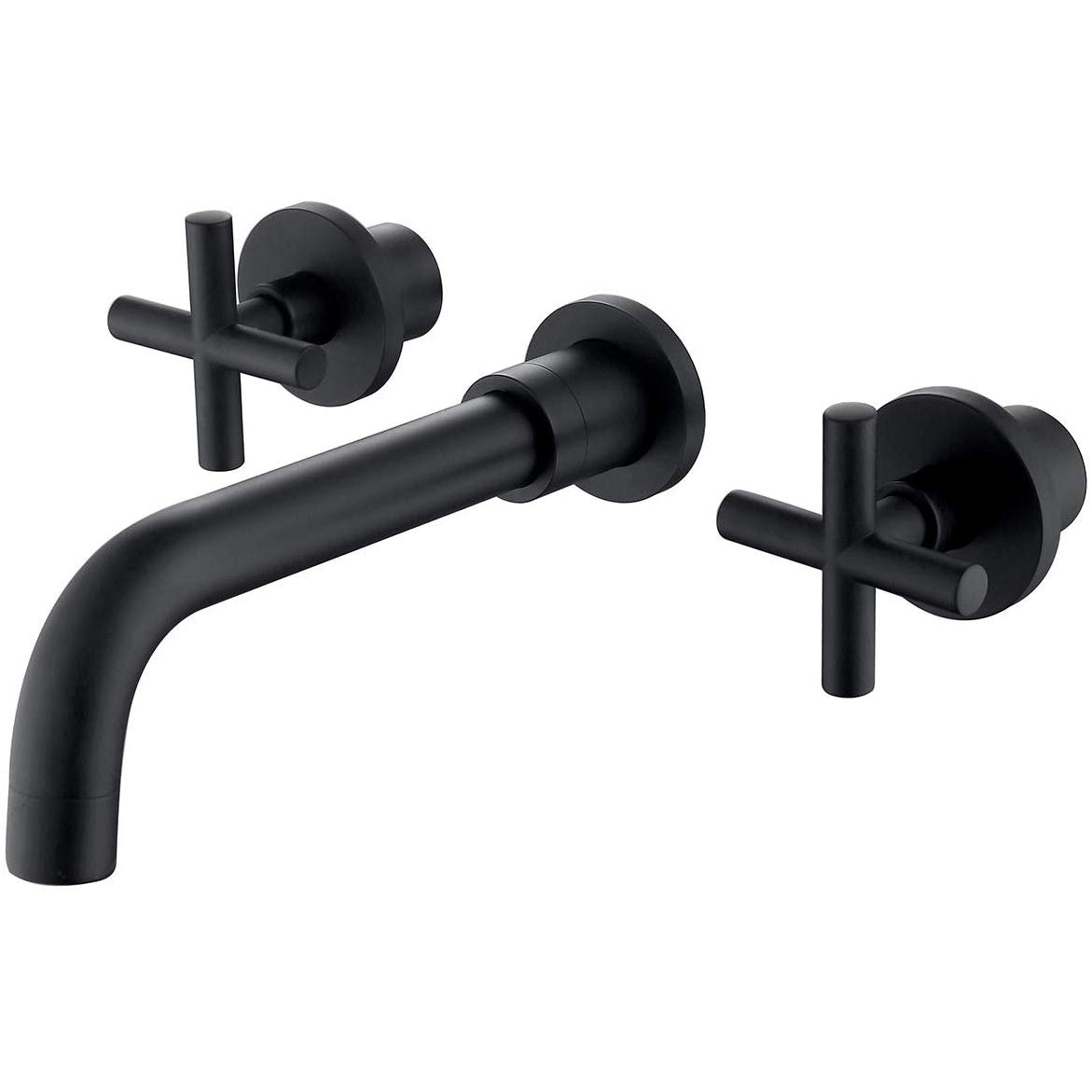 Boyel Living Double Handle Wall Mounted Bathroom Kitchen Faucet Basin Mixer Taps in Matte Black with Rough-in Valve-Boyel Living