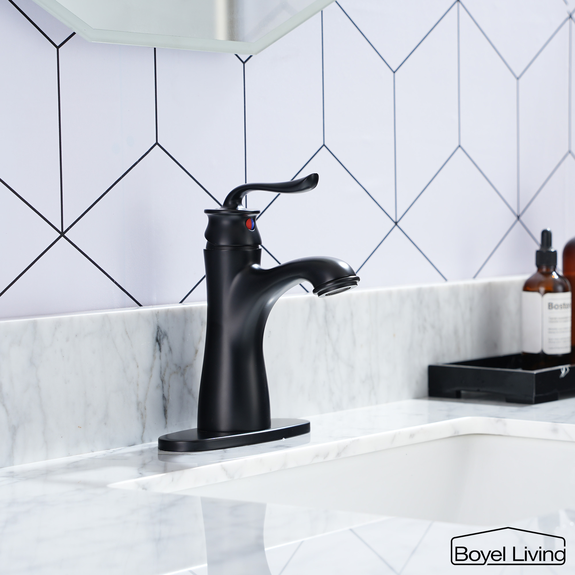 1.2 GPM Single Handle Single Hole Bathroom Faucet with Water Supply Hose and Built-in Aerator in Brushed Nickel