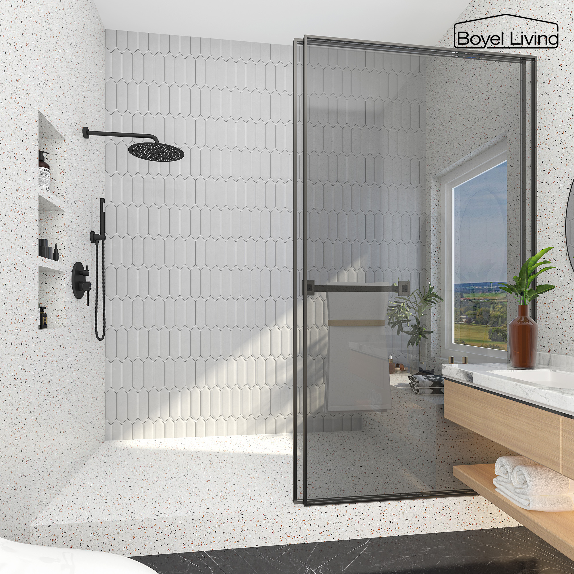 10-inch Round Wall Mount Two-function Shower System With Handheld Shower Head