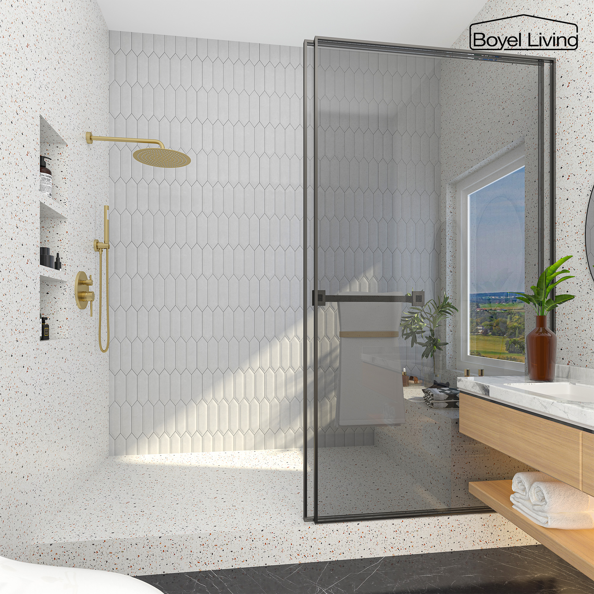 10-inch Round Wall Mount Two-function Shower System With Handheld Shower Head