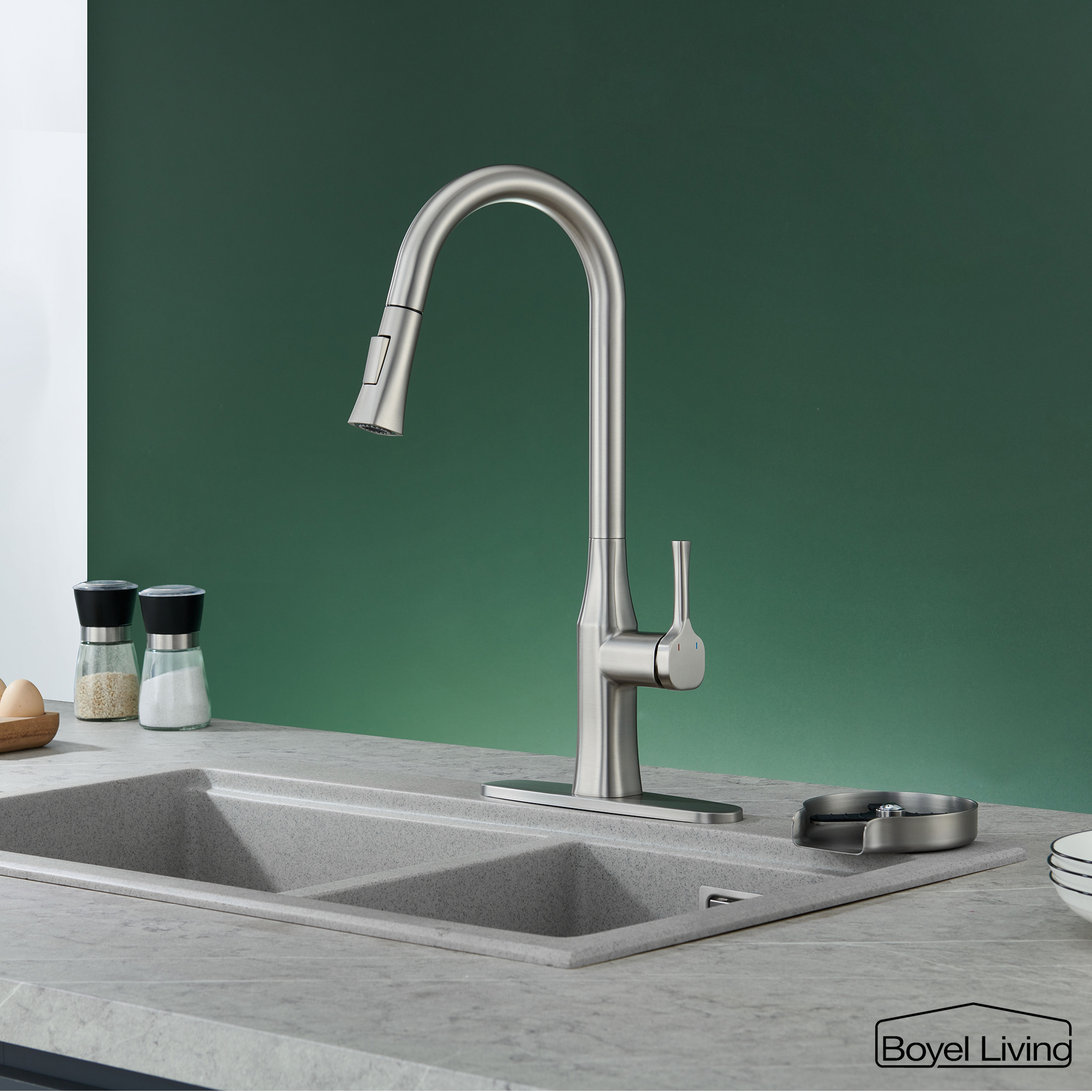 Boyel Living Single Handle Pull Down Sprayer Kitchen Faucet