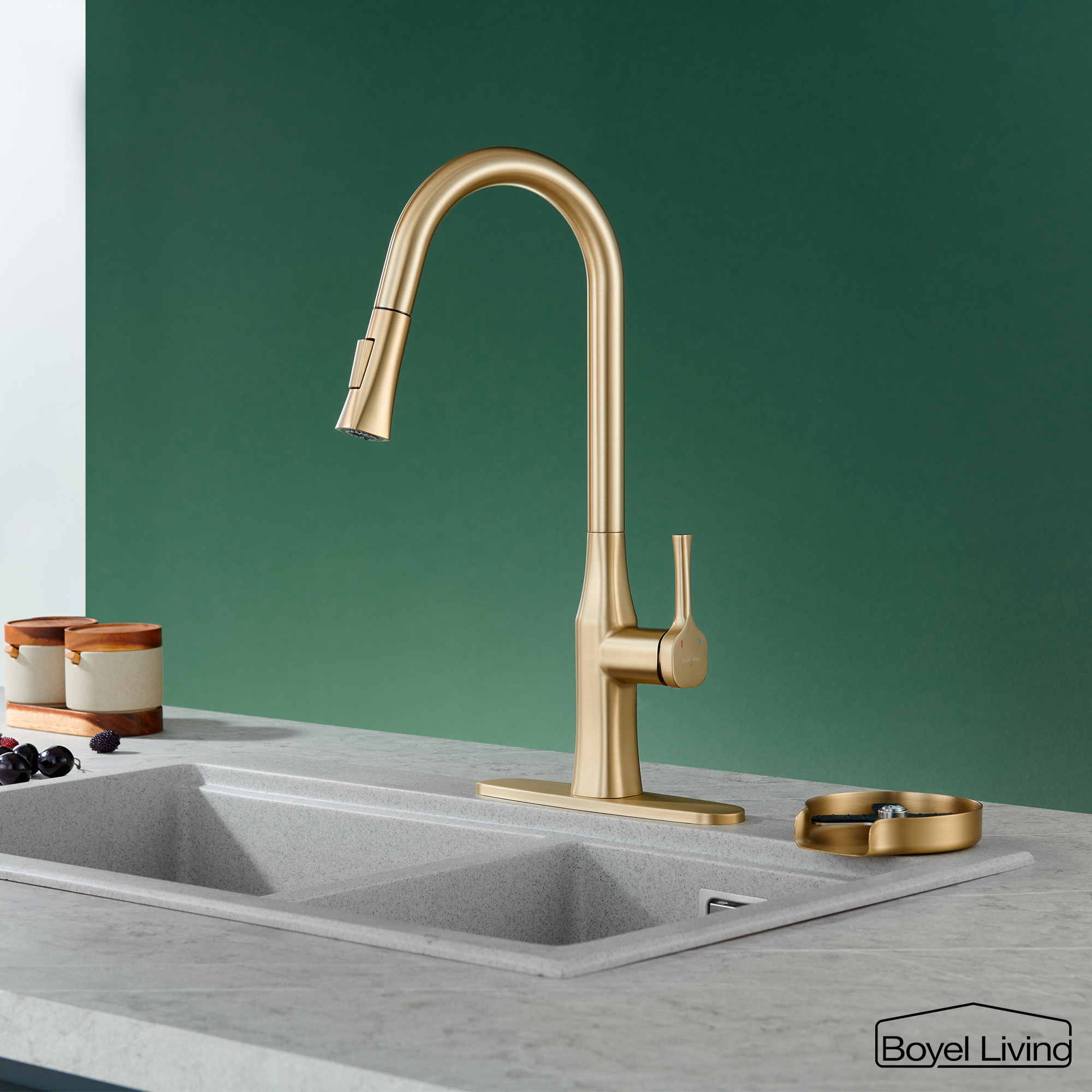 Boyel Living Single Handle Pull Down Sprayer Kitchen Faucet