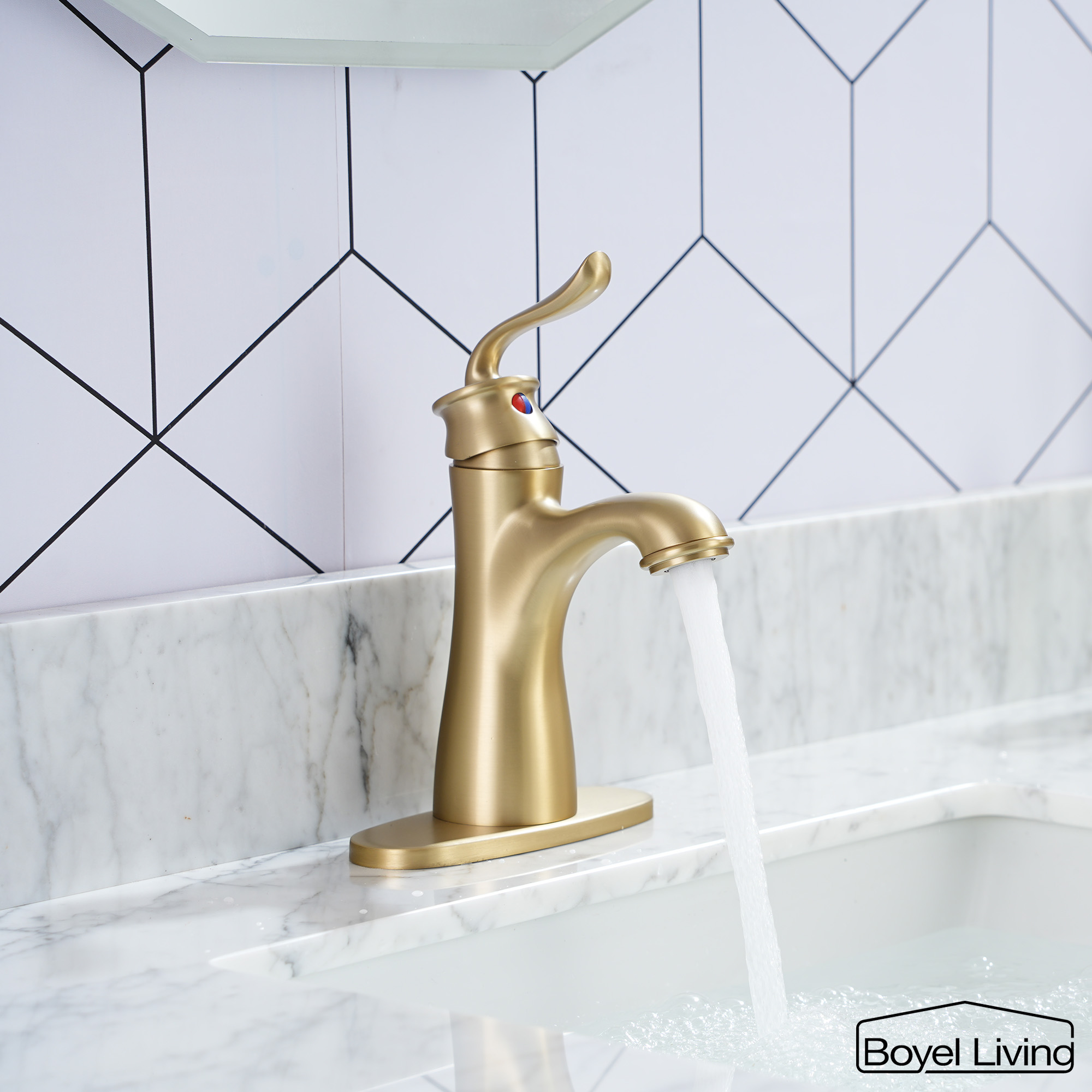 1.2 GPM Single Handle Single Hole Bathroom Faucet with Water Supply Hose and Built-in Aerator in Brushed Nickel