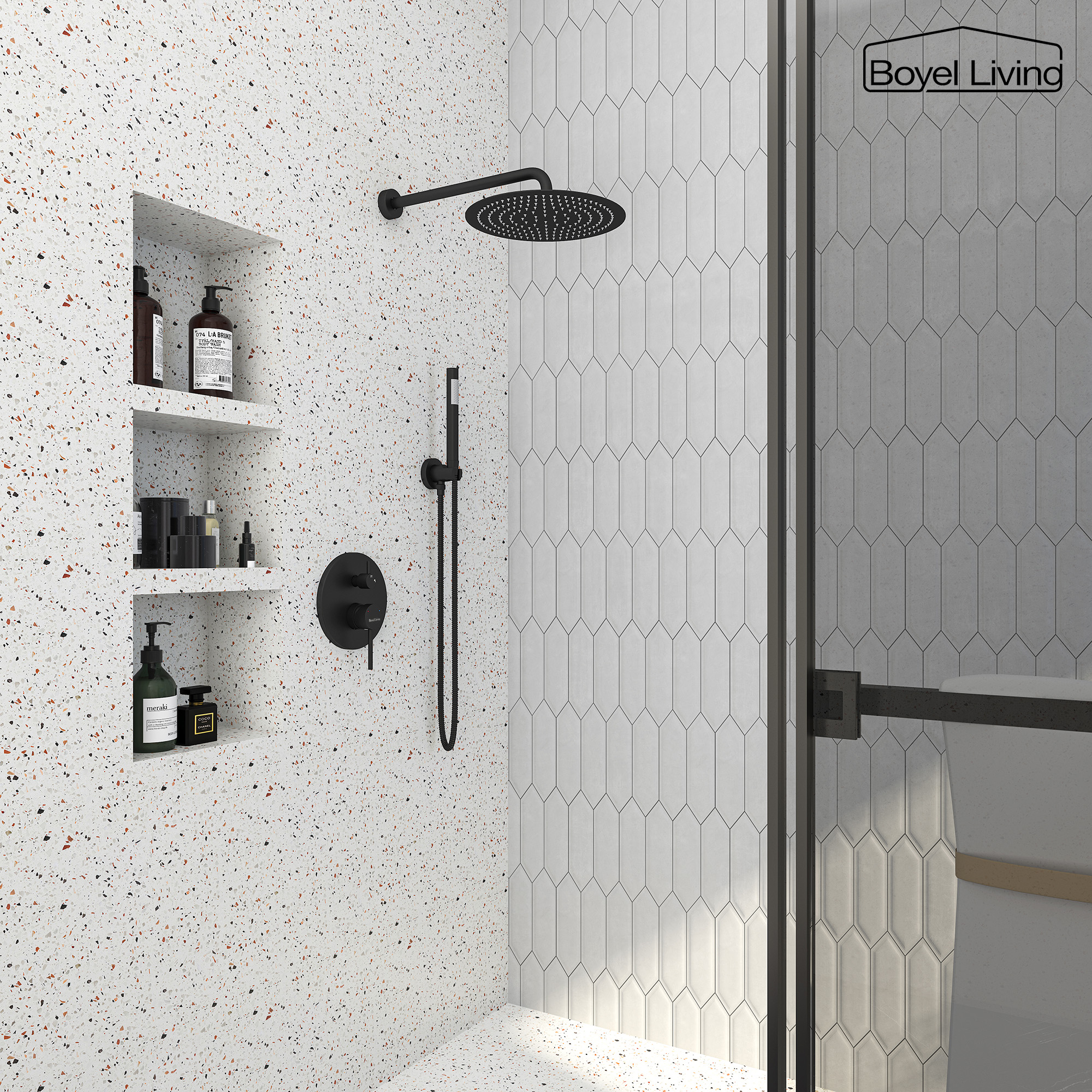 10-inch Round Wall Mount Two-function Shower System With Handheld Shower Head