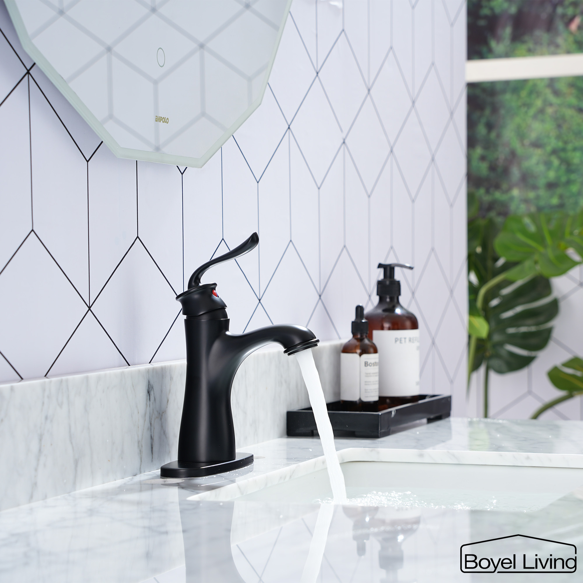 1.2 GPM Single Handle Single Hole Bathroom Faucet with Water Supply Hose and Built-in Aerator in Brushed Nickel