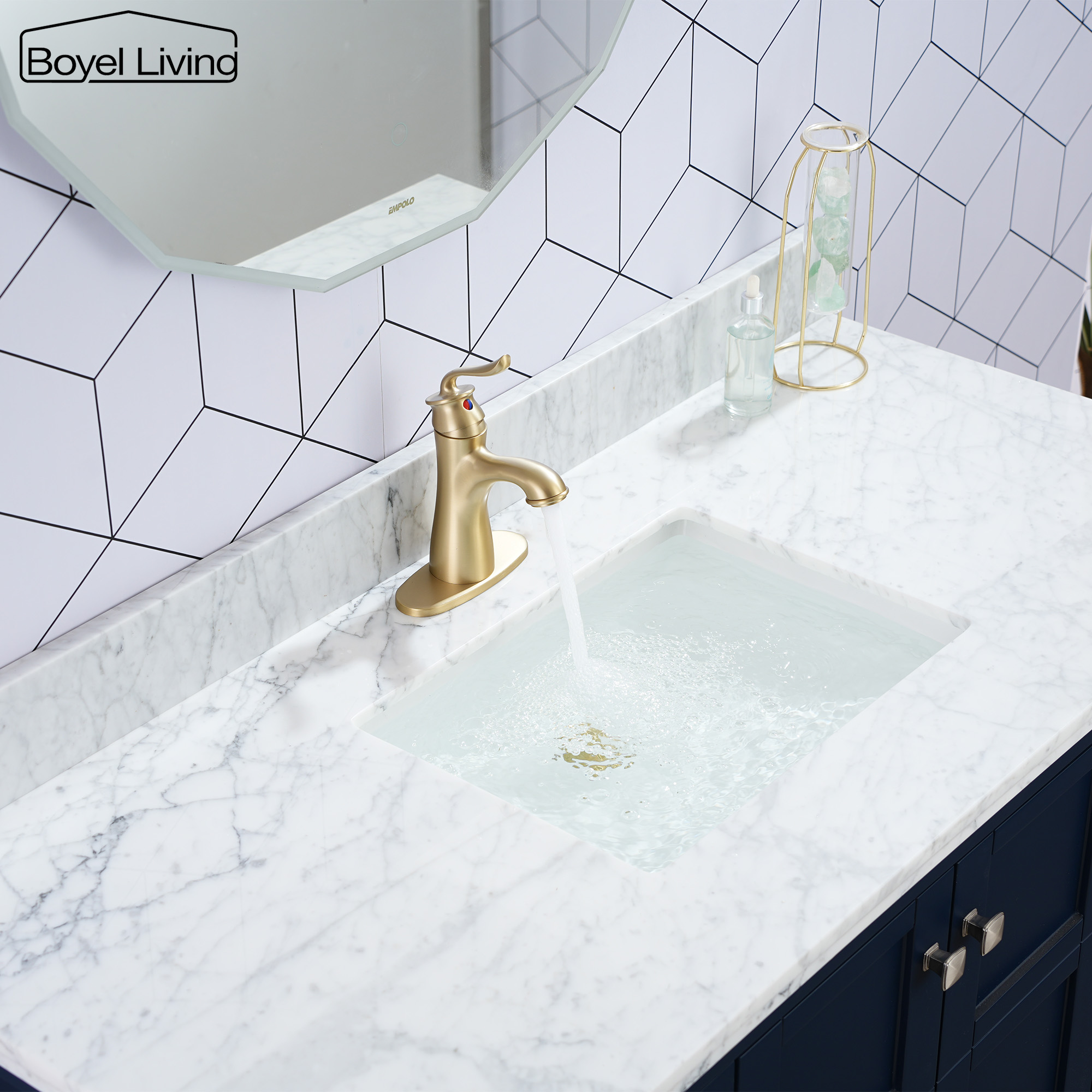 1.2 GPM Single Handle Single Hole Bathroom Faucet with Water Supply Hose and Built-in Aerator in Brushed Nickel