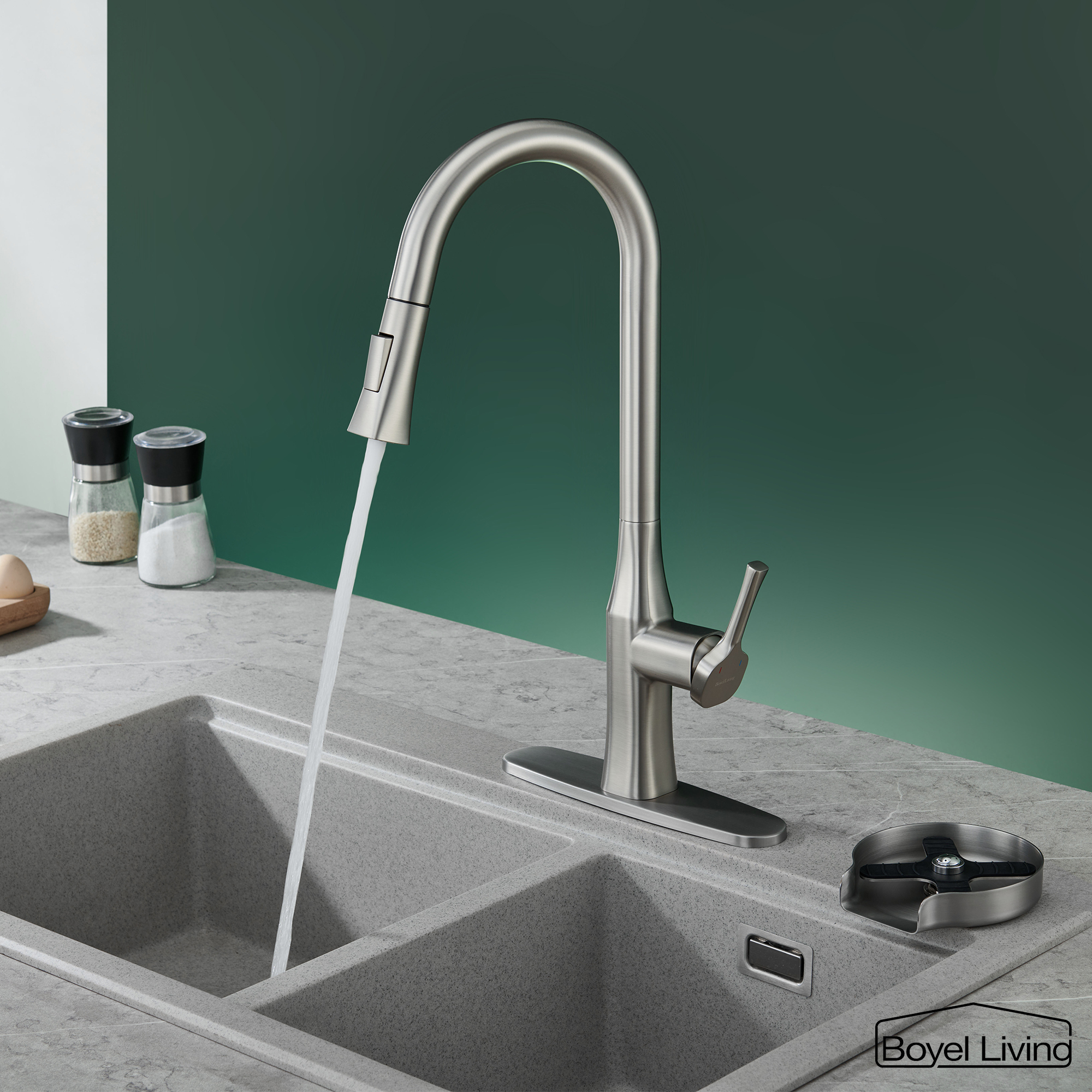 Boyel Living Single Handle Pull Down Sprayer Kitchen Faucet