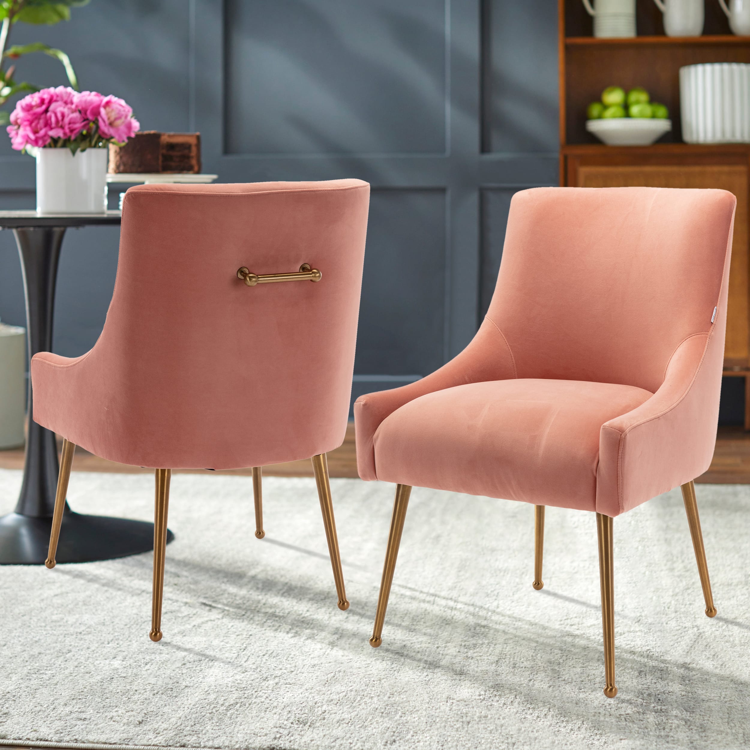 Velvet Dining Chair, Accent Side Chair With Adjustable Foot Nails, Set of 2-Boyel Living