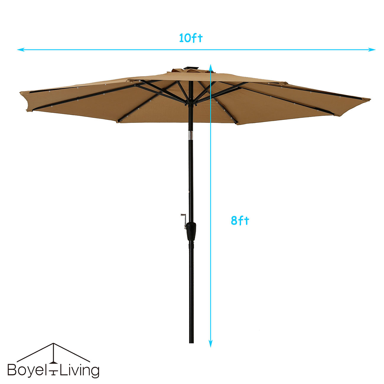 Boyel Living 10-ft Patio Umbrella with LED Lights (Tan)-Boyel Living
