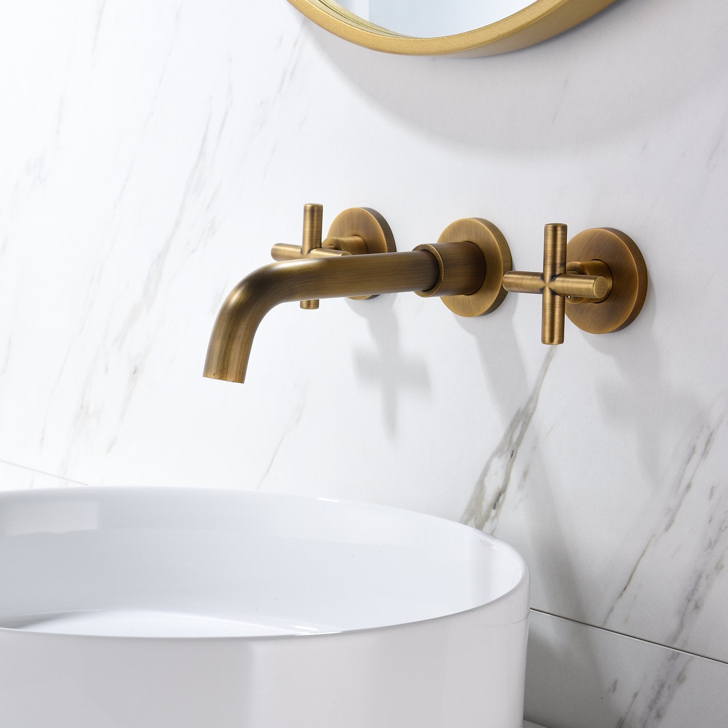 Wall Mounted Bathroom Sink Faucet, Bronze-Boyel Living
