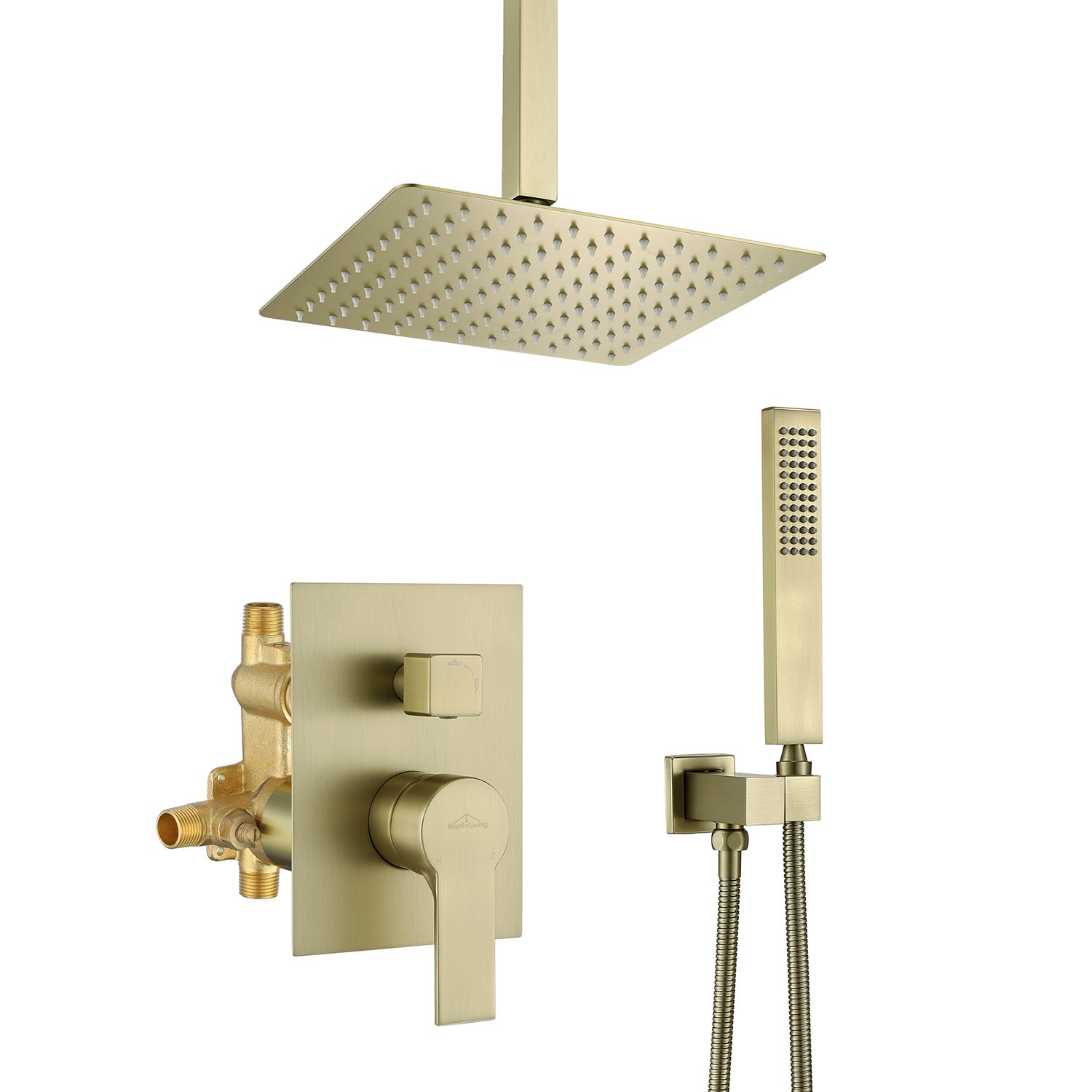 Boyel Living 10 in. Ceiling Mount Dual Shower Heads, Shower System with Rough-In Valve Body and Trim-Boyel Living