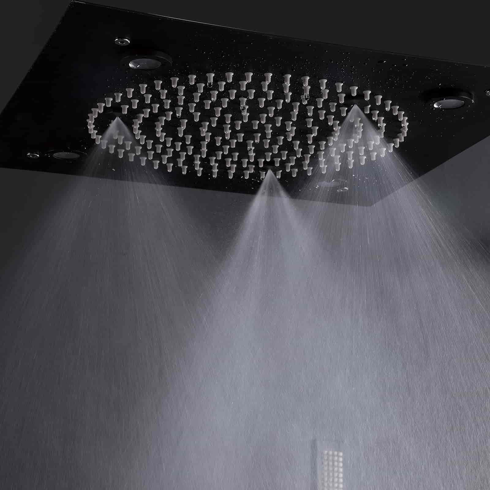 Boyel Living Luxury LED Ceiling Rainfall Shower Head System with Body Jets Bathroom Shower Faucet Complete Set, Flow Adjustable-Boyel Living