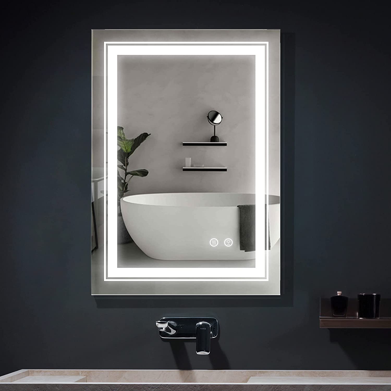 32*24 LED Lighted Bathroom Wall Mounted Mirror with High Lumen+Anti-Fog Separately Control+Dimmer Function-Boyel Living